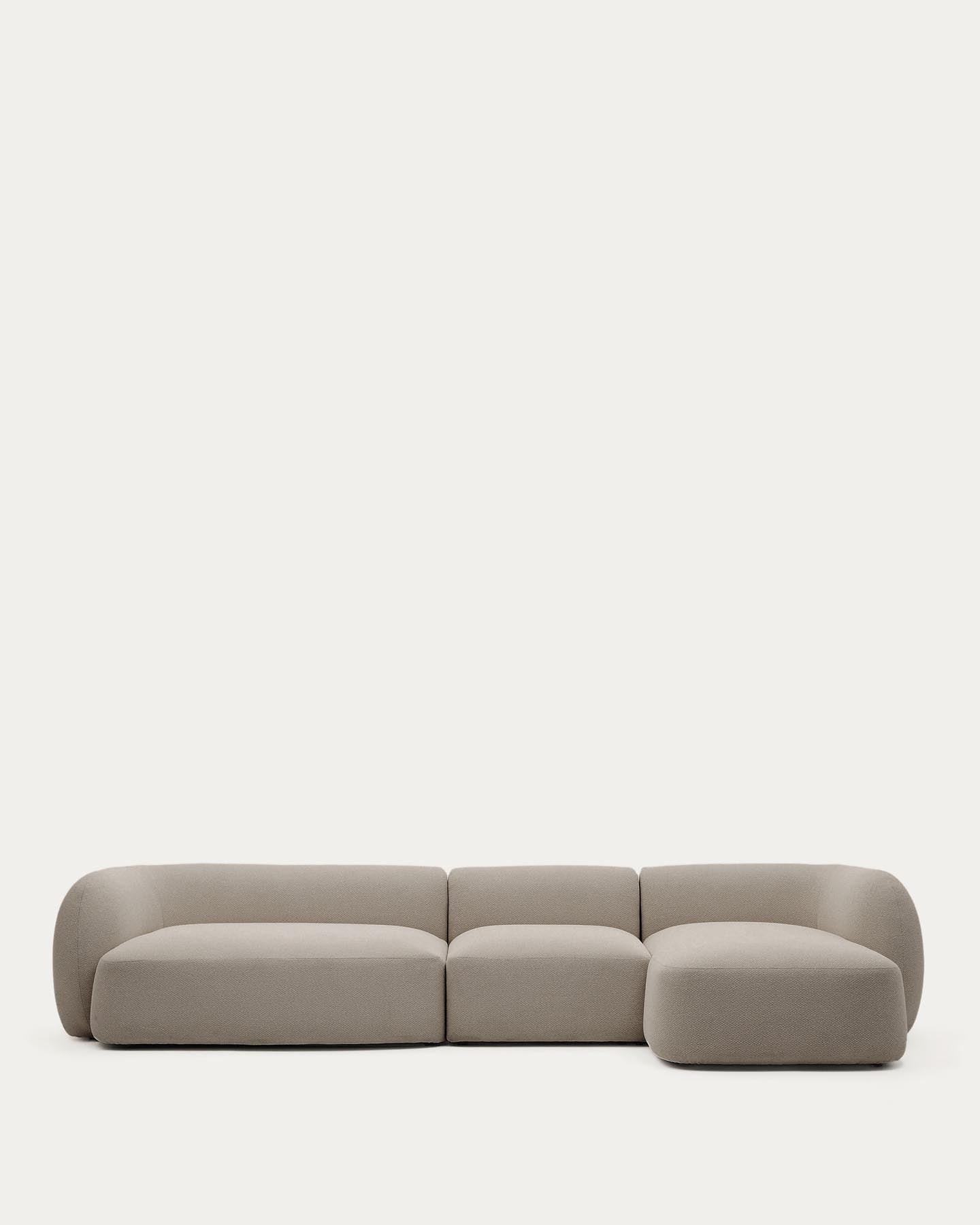 4-Sitzer-Modularsofa Martina mit Chenille und Chaiselongue rechts in Steinton 377 cm in Steinfarben präsentiert im Onlineshop von KAQTU Design AG. L-Sofa rechts ist von Kave Home