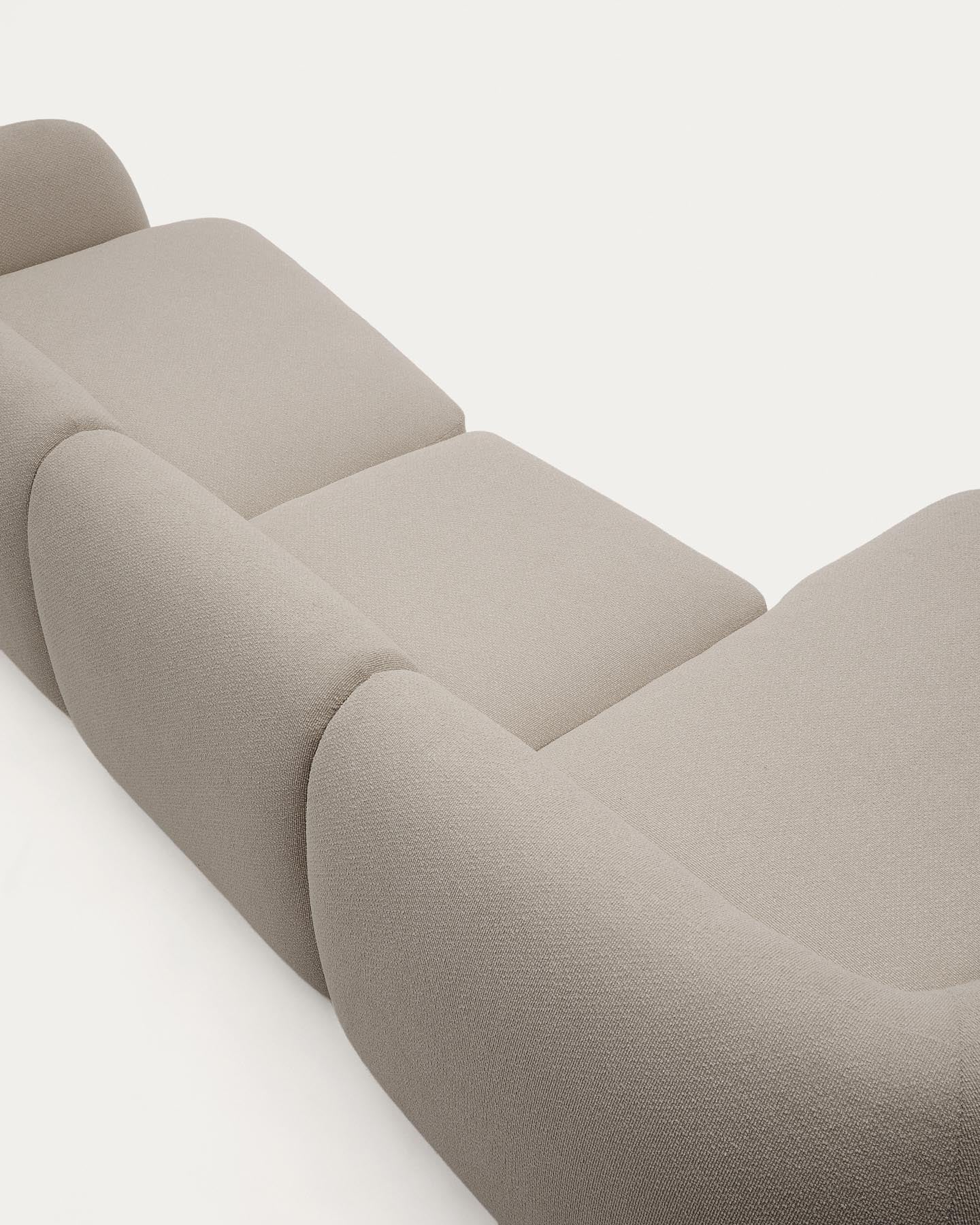 4-Sitzer-Modularsofa Martina mit Chenille und Chaiselongue links in Steinton 377 cm in Steinfarben präsentiert im Onlineshop von KAQTU Design AG. L-Sofa rechts ist von Kave Home