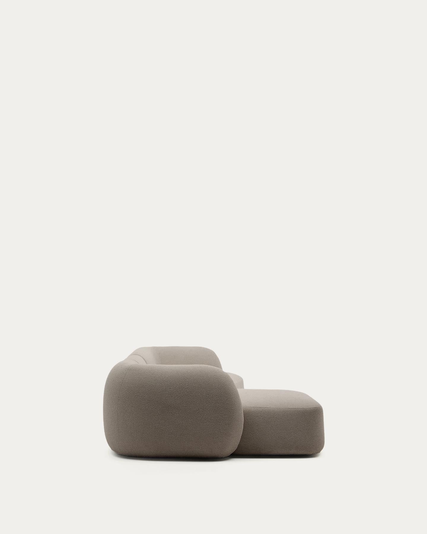 4-Sitzer-Modularsofa Martina mit Chenille und Chaiselongue links in Steinton 377 cm in Steinfarben präsentiert im Onlineshop von KAQTU Design AG. L-Sofa rechts ist von Kave Home