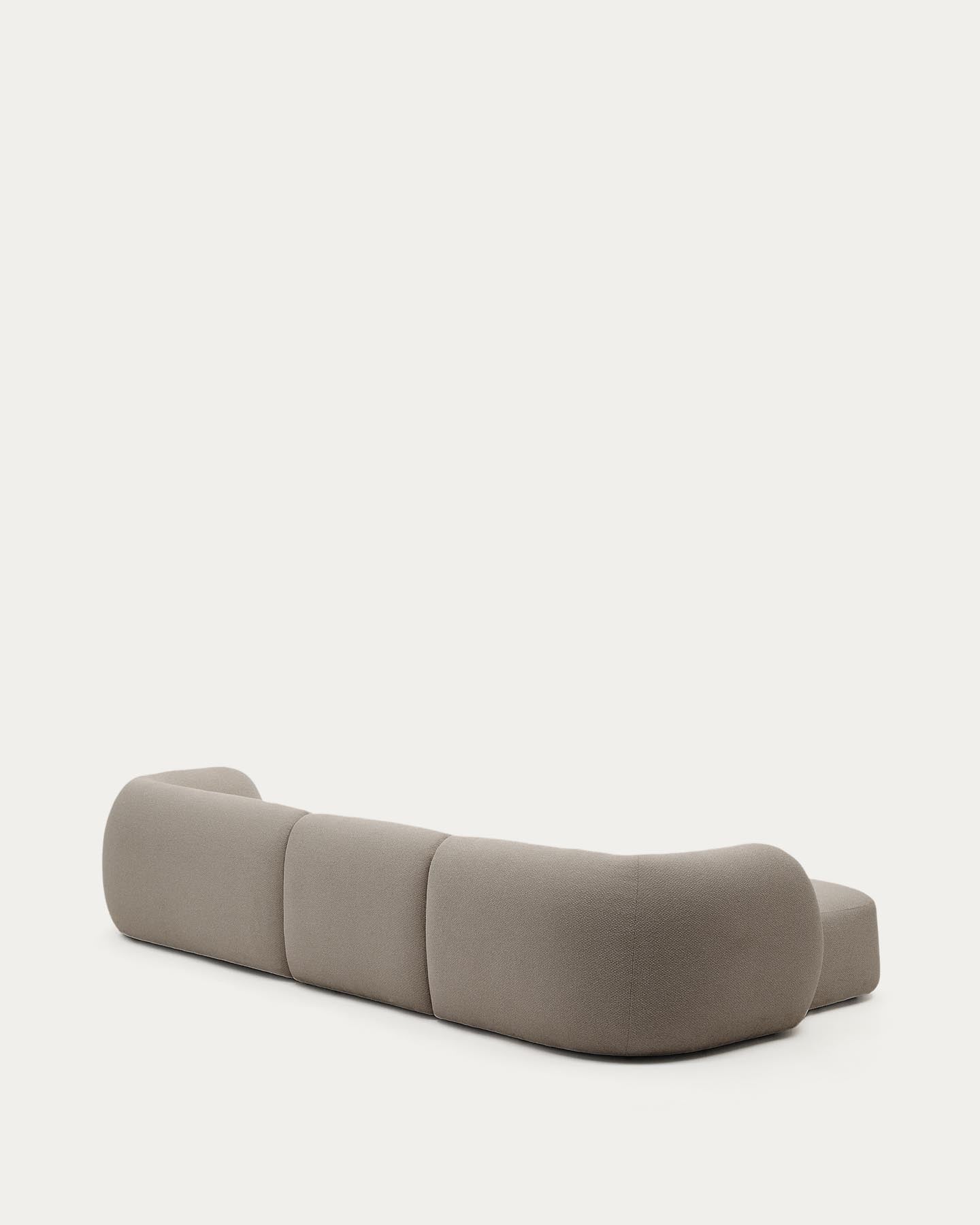 4-Sitzer-Modularsofa Martina mit Chenille und Chaiselongue links in Steinton 377 cm in Steinfarben präsentiert im Onlineshop von KAQTU Design AG. L-Sofa rechts ist von Kave Home