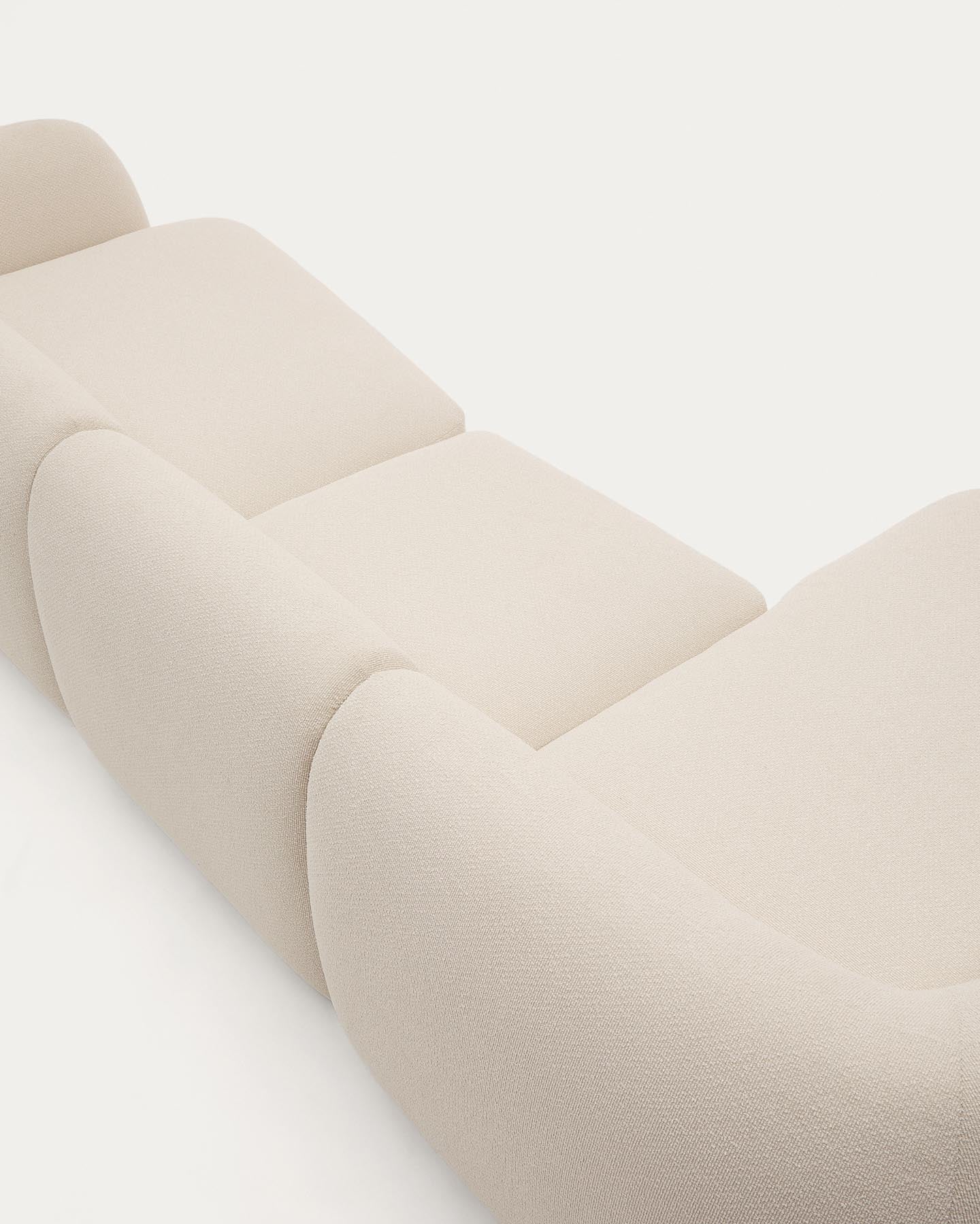 Schwer entflammbares 4-Sitzer-Modularsofa Martina mit Chenille und Chaiselongue links in Ecru 377 cm in Ecru präsentiert im Onlineshop von KAQTU Design AG. L-Sofa links ist von Kave Home