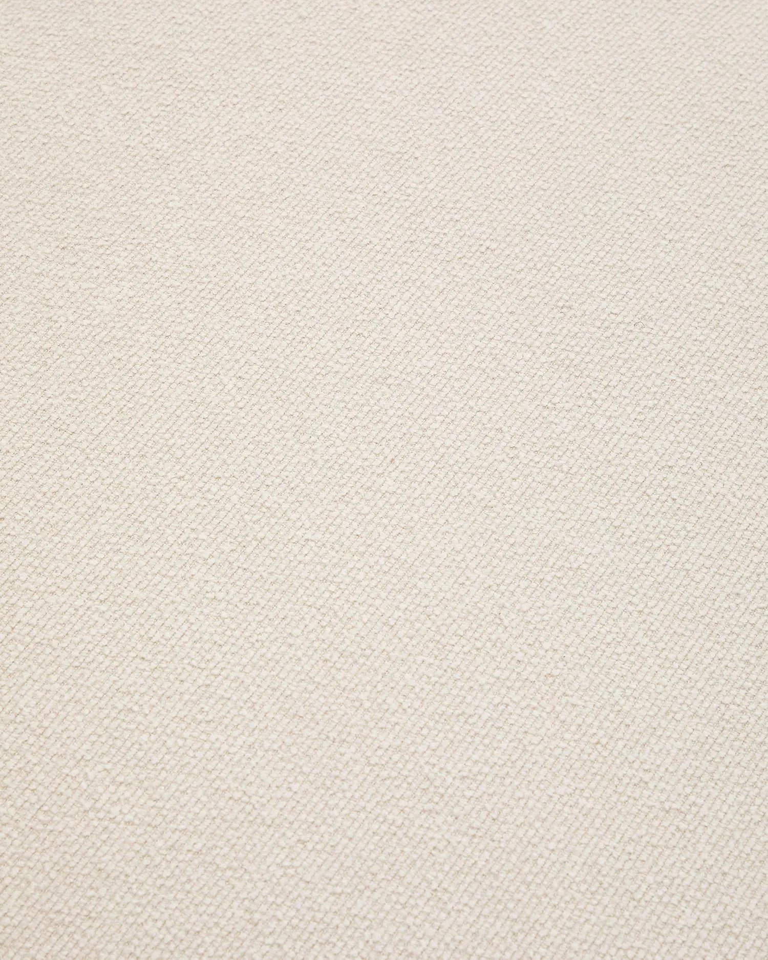 Elegante Fussstütze Aurum in Ecru, 85x85 cm, mit robustem mattgrauem Metallgestell, FSC-zertifiziert, von Kave Home.