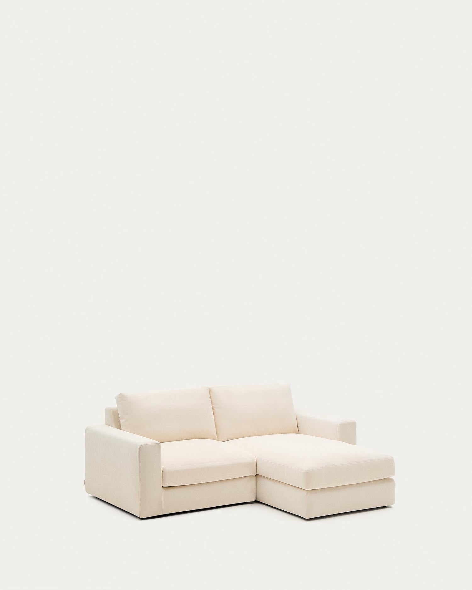 Modulares Sofa Alea für 3 Personen mit abnehmbarem Bezug aus Chenille mit Chaiselongue rechts in Ecru, 220 cm in Ecru präsentiert im Onlineshop von KAQTU Design AG. 3er Sofa ist von Kave Home