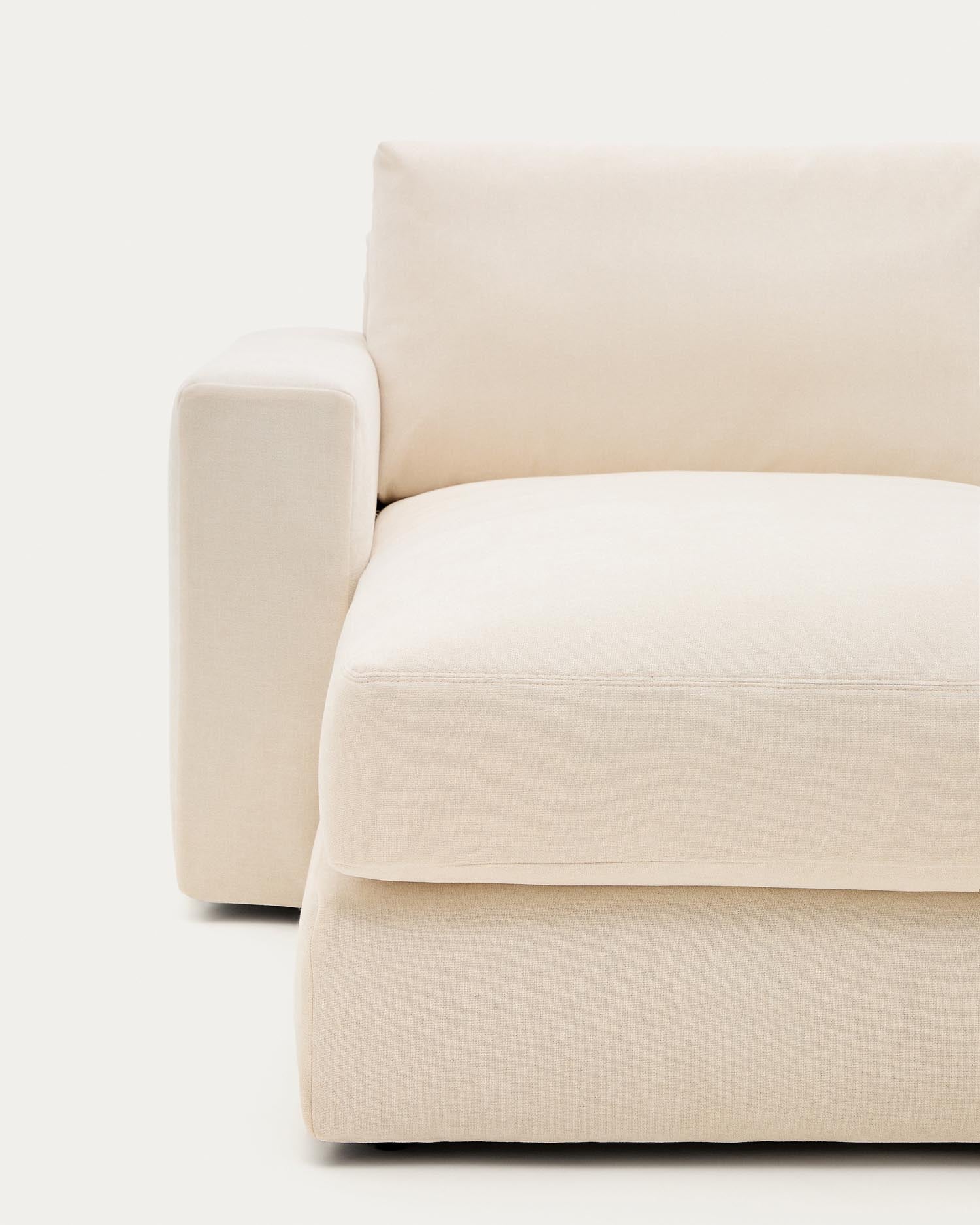 Modulares Sofa Alea für 3 Personen mit abnehmbarem Bezug aus Chenille mit Chaiselongue links in Ecru, 220 cm in Ecru präsentiert im Onlineshop von KAQTU Design AG. 3er Sofa ist von Kave Home