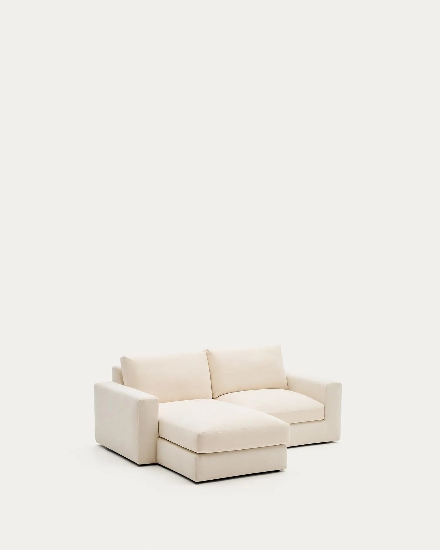Modulares Sofa Alea für 3 Personen mit abnehmbarem Bezug aus Chenille mit Chaiselongue links in Ecru, 220 cm in Ecru präsentiert im Onlineshop von KAQTU Design AG. 3er Sofa ist von Kave Home