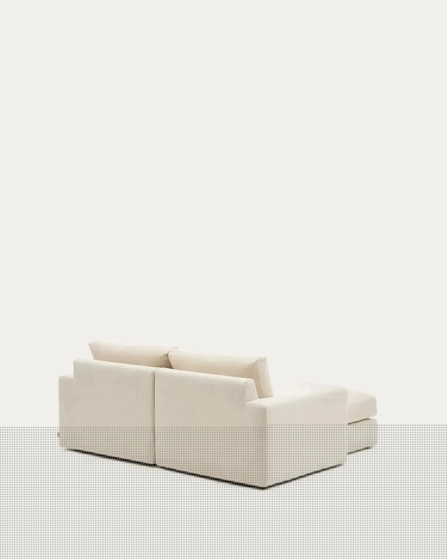 Modulares Sofa Alea für 3 Personen mit abnehmbarem Bezug aus Chenille mit Chaiselongue links in Ecru, 220 cm in Ecru präsentiert im Onlineshop von KAQTU Design AG. 3er Sofa ist von Kave Home