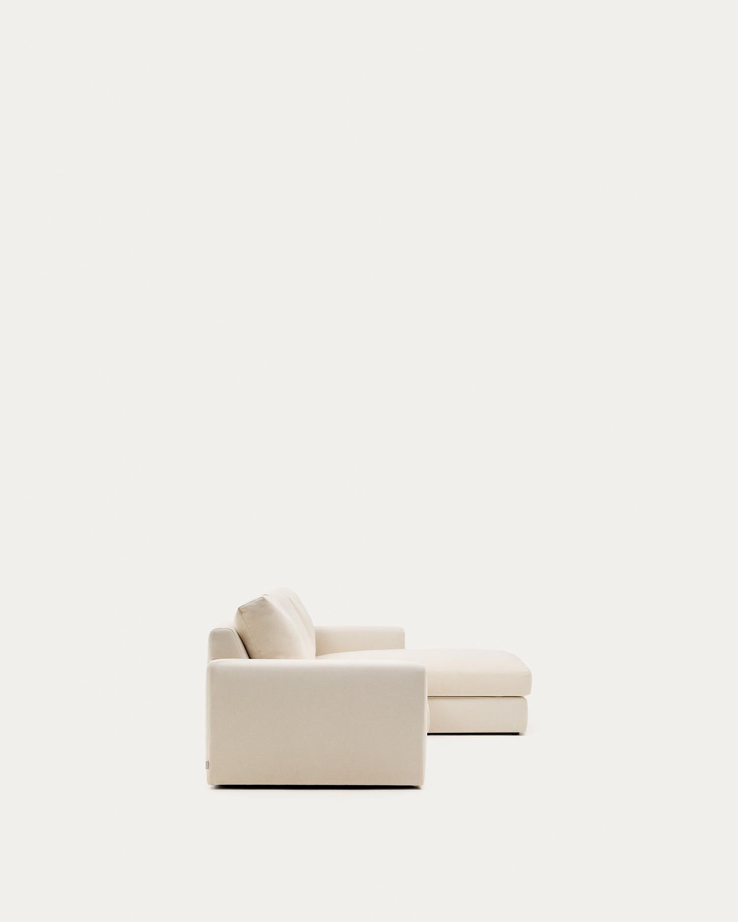 Modulares Sofa Alea für 4 Personen mit abnehmbarem Bezug aus Chenille mit Chaiselongue rechts in Ecru, 310 cm in Ecru präsentiert im Onlineshop von KAQTU Design AG. 4er Sofa ist von Kave Home