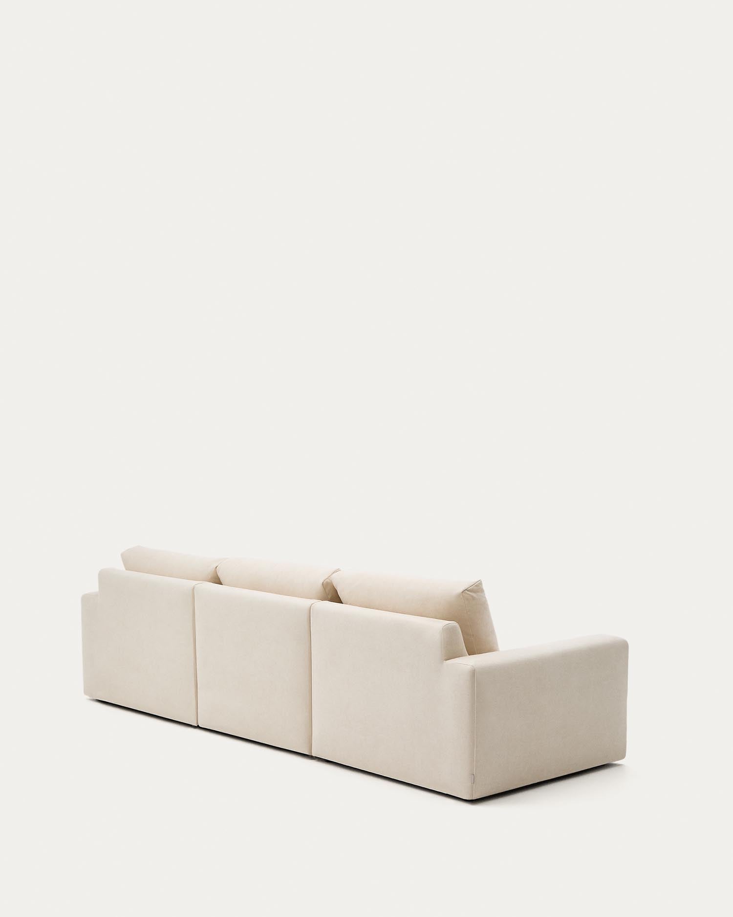 Modulares Sofa Alea für 4 Personen mit abnehmbarem Bezug aus Chenille mit Chaiselongue rechts in Ecru, 310 cm in Ecru präsentiert im Onlineshop von KAQTU Design AG. 4er Sofa ist von Kave Home