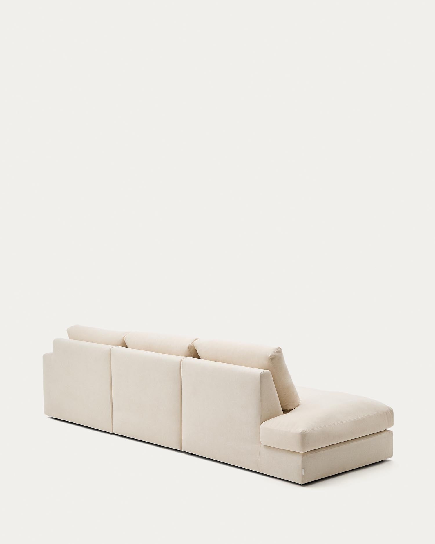 Modulares Sofa Alea für 5 Personen mit abnehmbarem Bezug aus Chenille mit Chaiselongue rechts in Ecru, 340 cm in Ecru präsentiert im Onlineshop von KAQTU Design AG. 5er Sofa ist von Kave Home