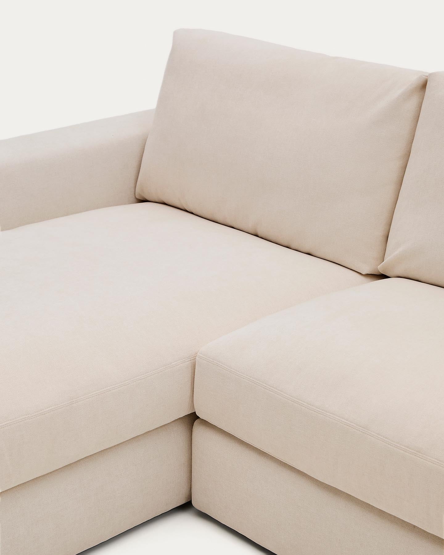 Modulares Sofa Alea für 5 Personen mit abnehmbarem Bezug aus Chenille mit Chaiselongue links in Beige, 340 cm in Beige präsentiert im Onlineshop von KAQTU Design AG. 3er Sofa ist von Kave Home