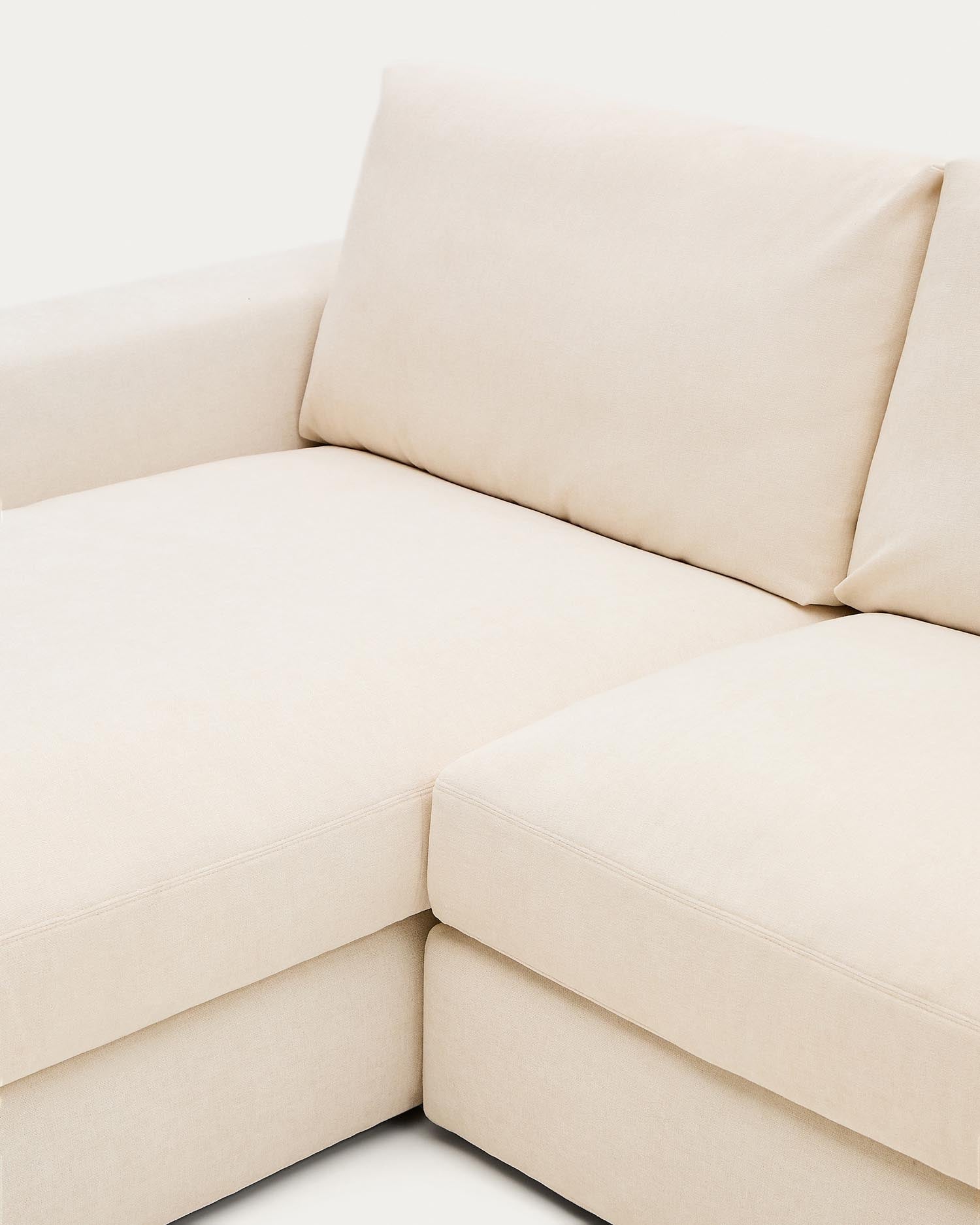 Modulares Sofa Alea für 5 Personen mit abnehmbarem Bezug aus Chenille mit Chaiselongue links in Ecru, 340 cm in Ecru präsentiert im Onlineshop von KAQTU Design AG. 5er Sofa ist von Kave Home