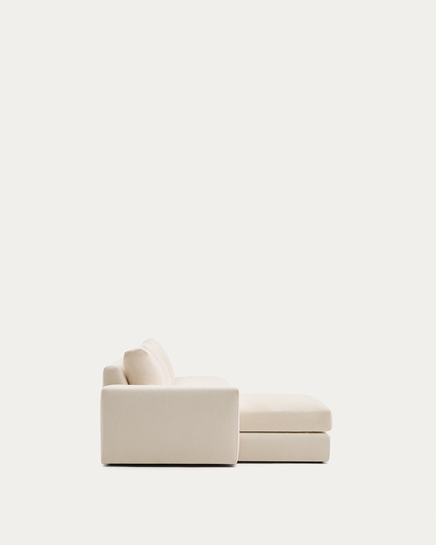 Modulares Sofa Alea für 5 Personen mit abnehmbarem Bezug aus Chenille mit Chaiselongue links in Ecru, 340 cm in Ecru präsentiert im Onlineshop von KAQTU Design AG. 5er Sofa ist von Kave Home