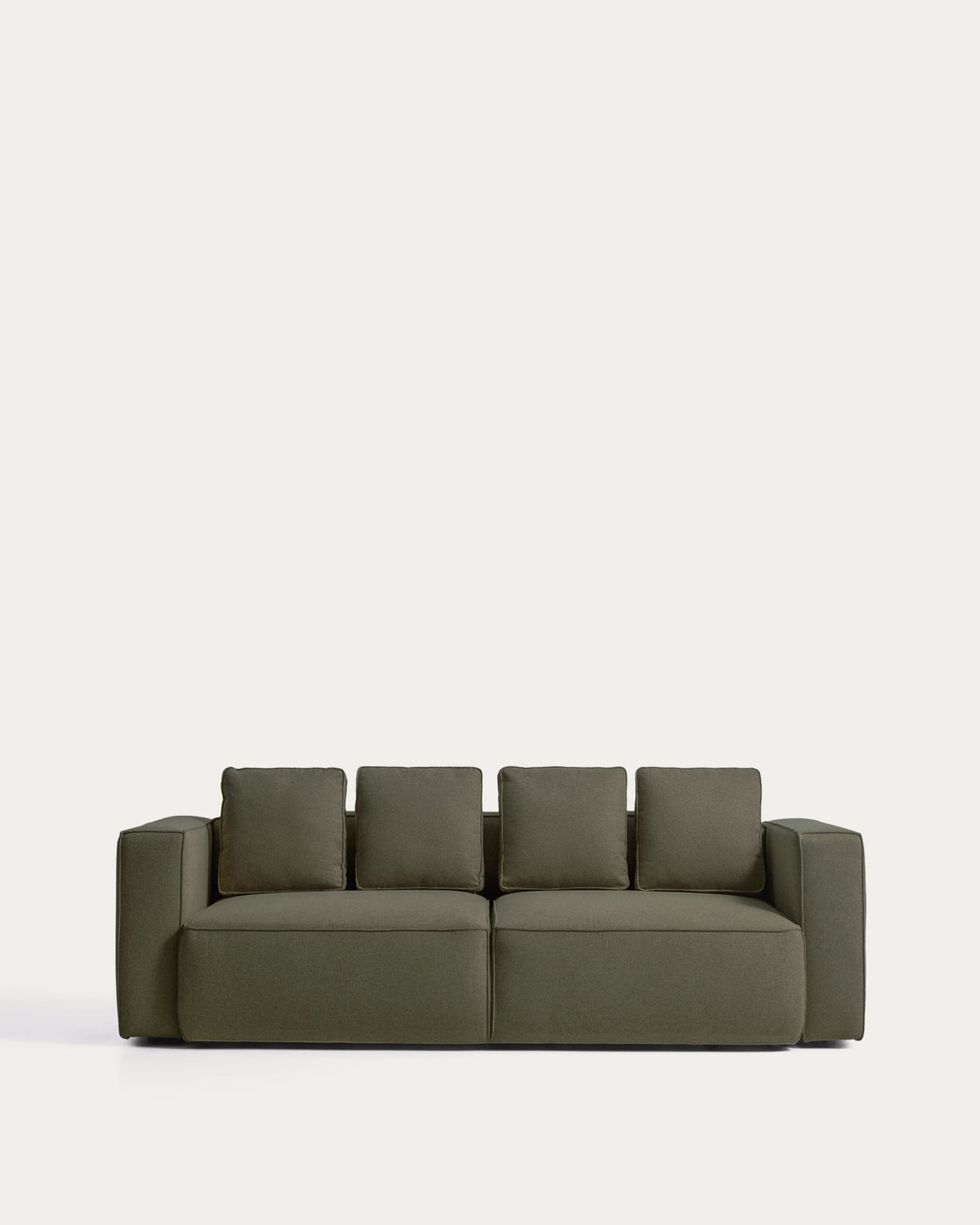 Grünes 3-Sitzer-Bettsofa Marela mit Armlehnen, Strukturbezug und schwarzen Beinen