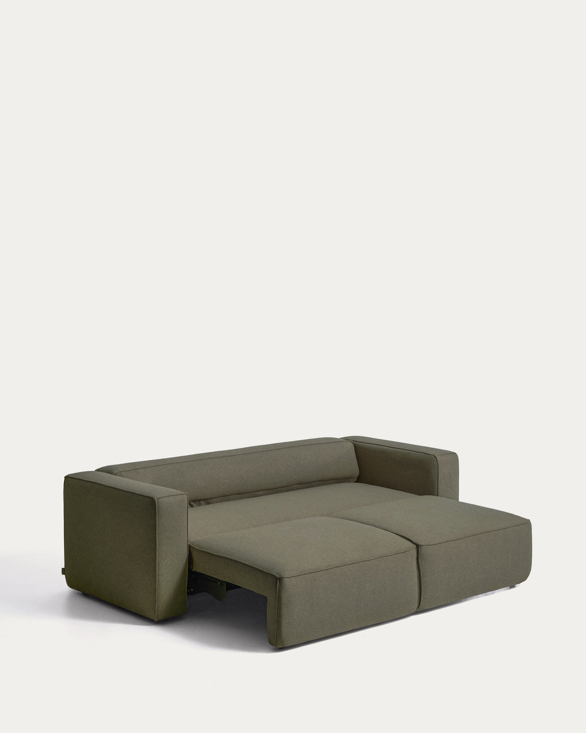 Grünes 3-Sitzer-Bettsofa Marela mit Armlehnen, Strukturbezug und schwarzen Beinen