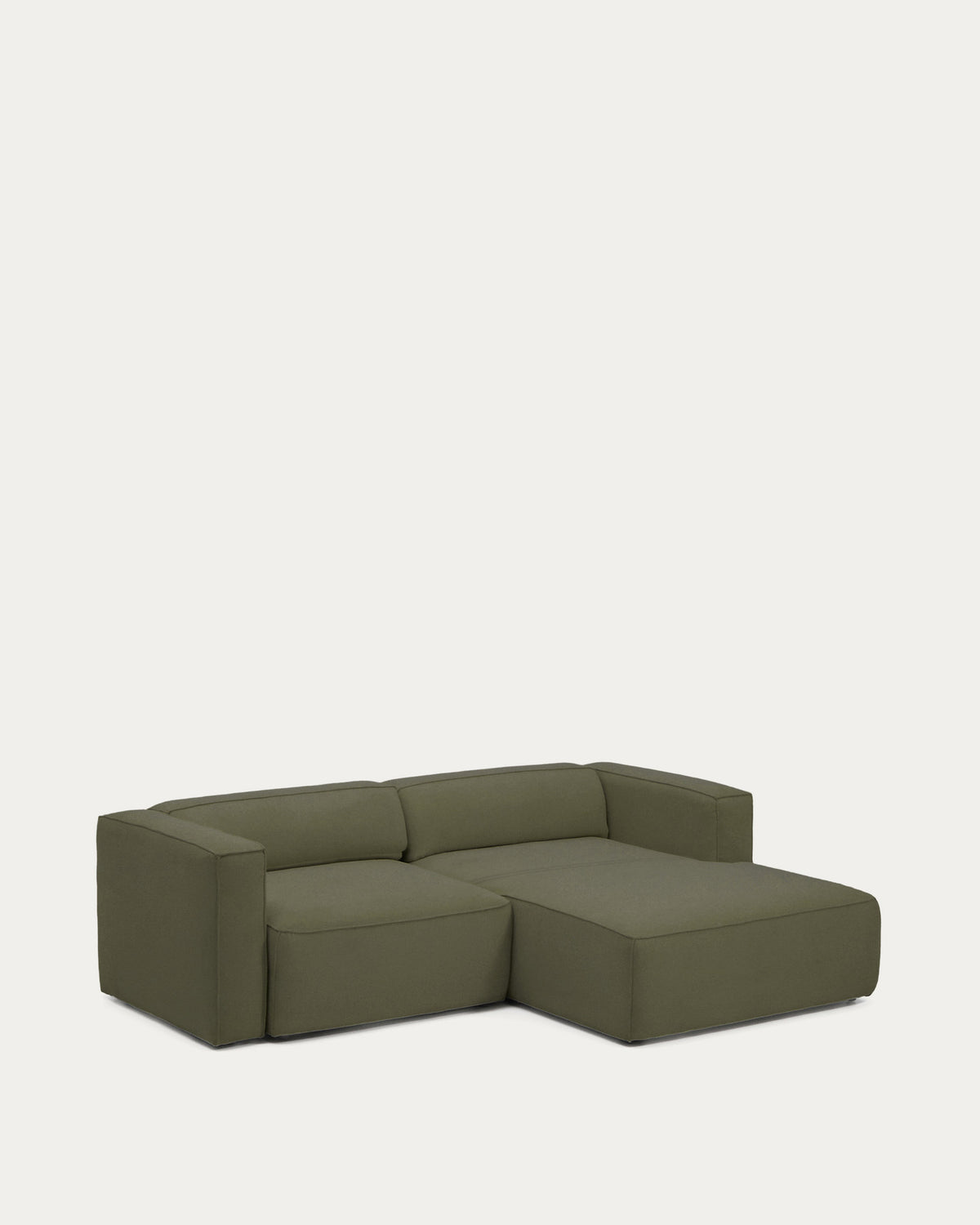 Dunkelgrünes Bettsofa Marela mit Chaiselongue rechts, Stoffbezug, Armlehnen, schwarze Beine