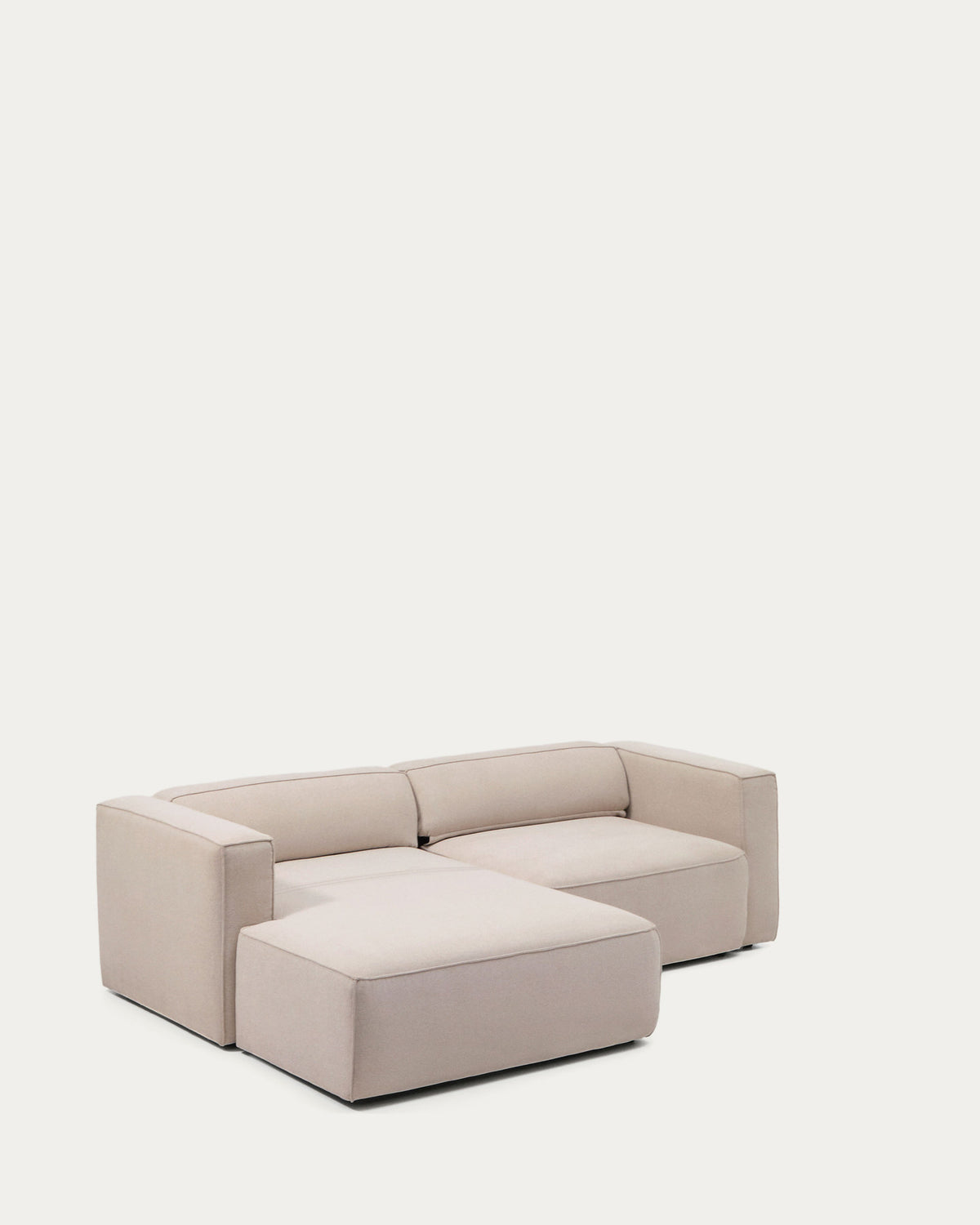 Beiges 3-Sitzer Bettsofa Marela mit Chaiselongue links, Gewebebezug, Armlehnen, schwarze Beine