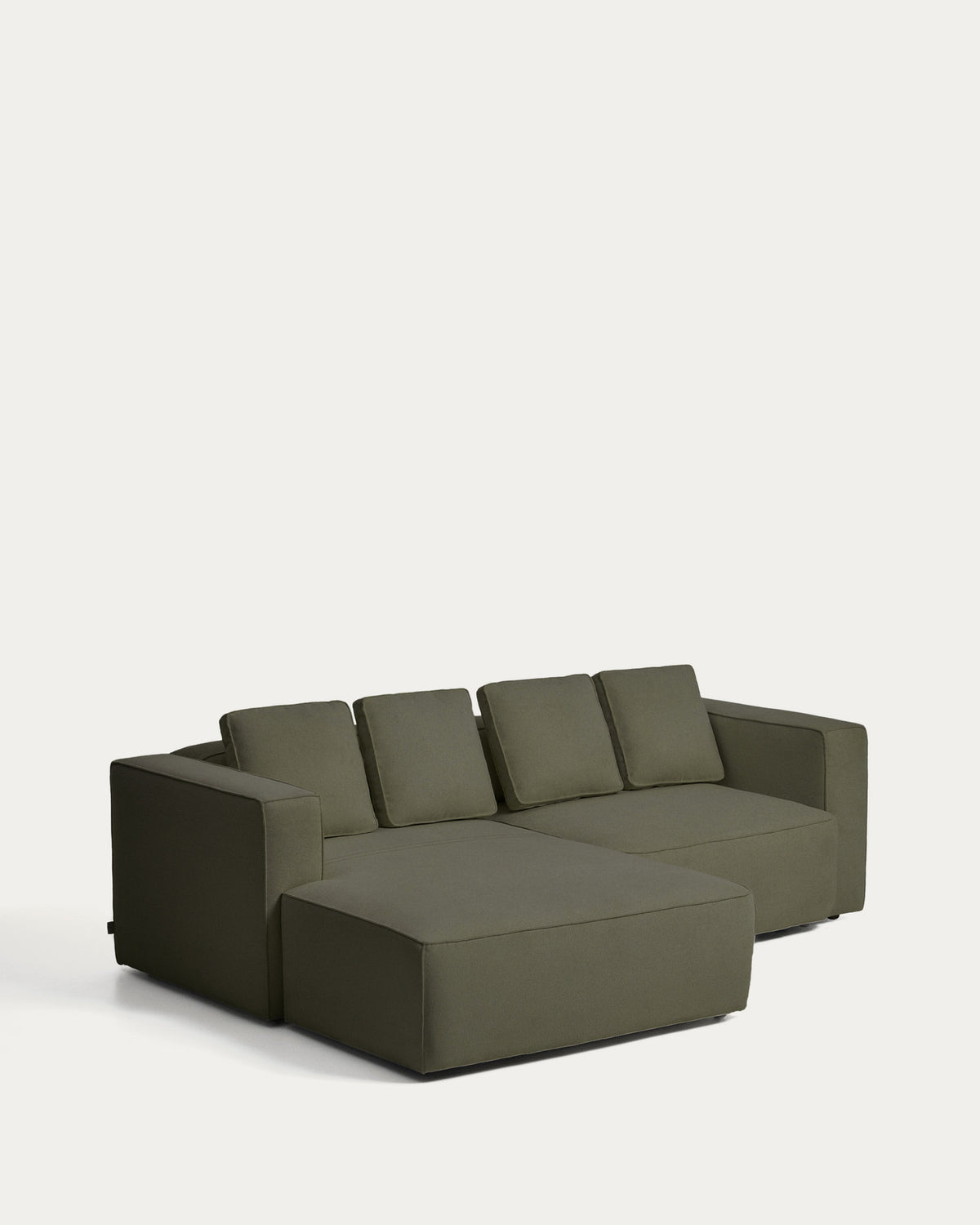 Dunkelgrünes Bettsofa Marela mit Chaiselongue links, Gewebebezug und schwarzen Beinen