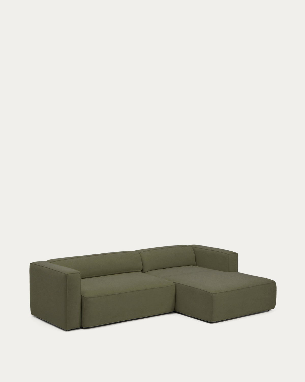 Dunkelgrünes Bettsofa Marela mit Gewebebezug, Chaiselongue rechts und schwarzen Beinen