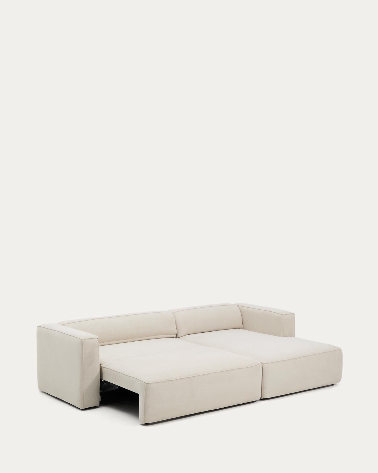 3-Sitzer Bettsofa Marela mit Chaiselongue rechts in beiger Chenille, 276 cm, FSC Mix Credit in Beige präsentiert im Onlineshop von KAQTU Design AG. Bettsofa ist von Kave Home