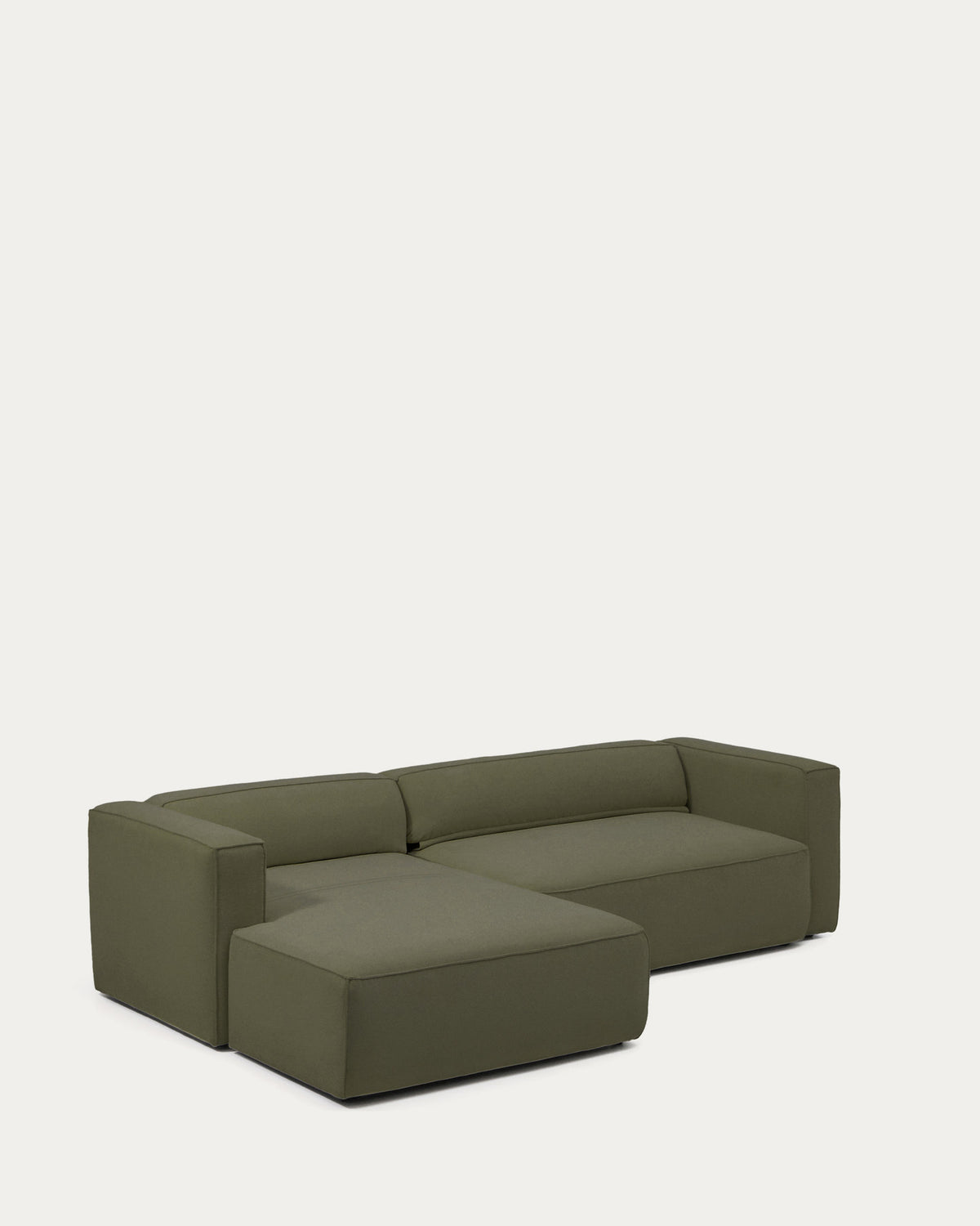 Dunkelgrünes Bettsofa Marela mit Chaiselongue links, Gewebebezug, Armlehnen, schwarze Beine