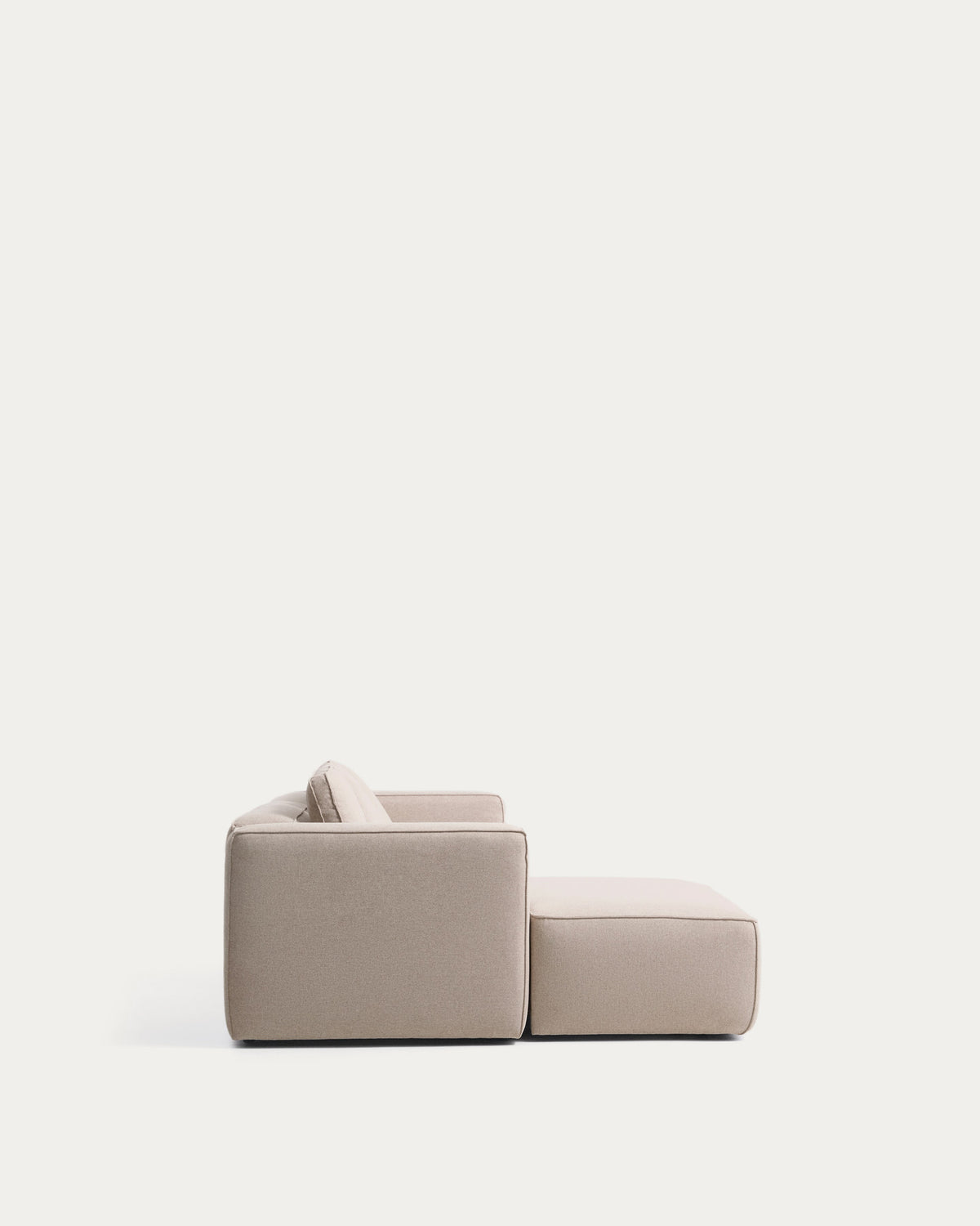 Beiges 3-Sitzer-Bettsofa Marela mit Chaiselongue links, Stoffbezug und schwarzen Beinen