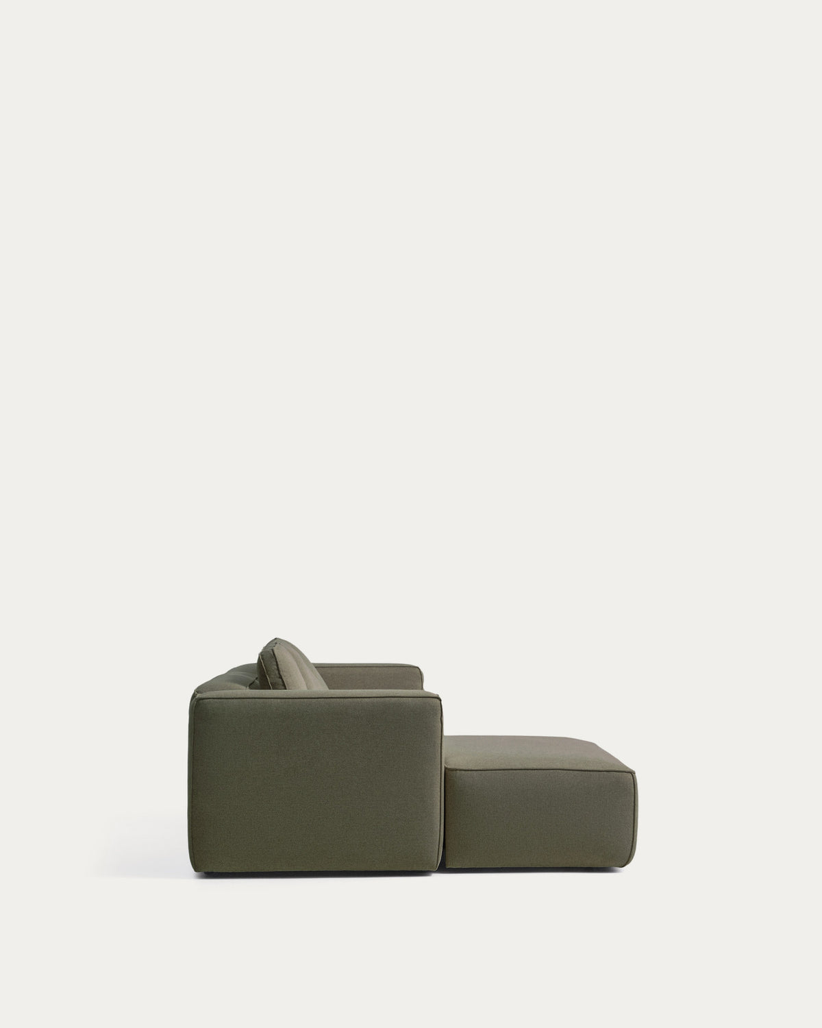 Dunkelgrünes Bettsofa Marela mit Chaiselongue links, Stoffbezug und schwarzen Beinen