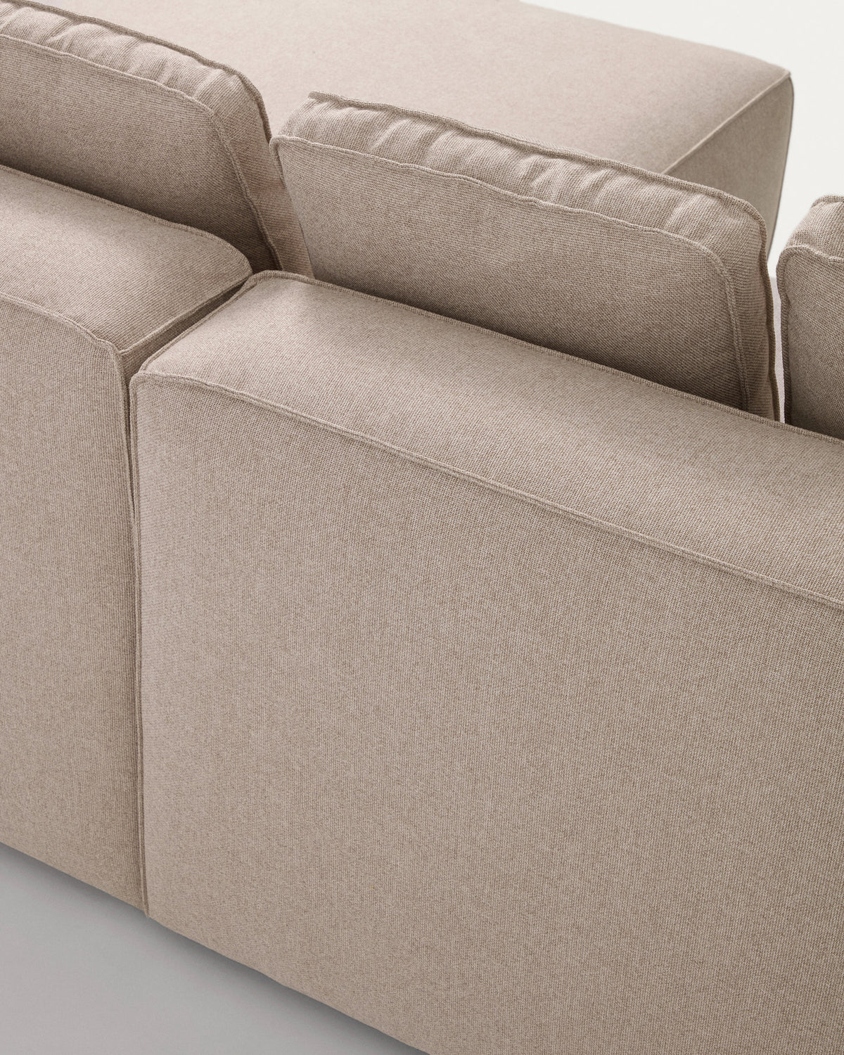 Beiges 4-Sitzer-Bettsofa Marela mit Gewebebezug, Chaiselongue rechts und schwarzen Beinen