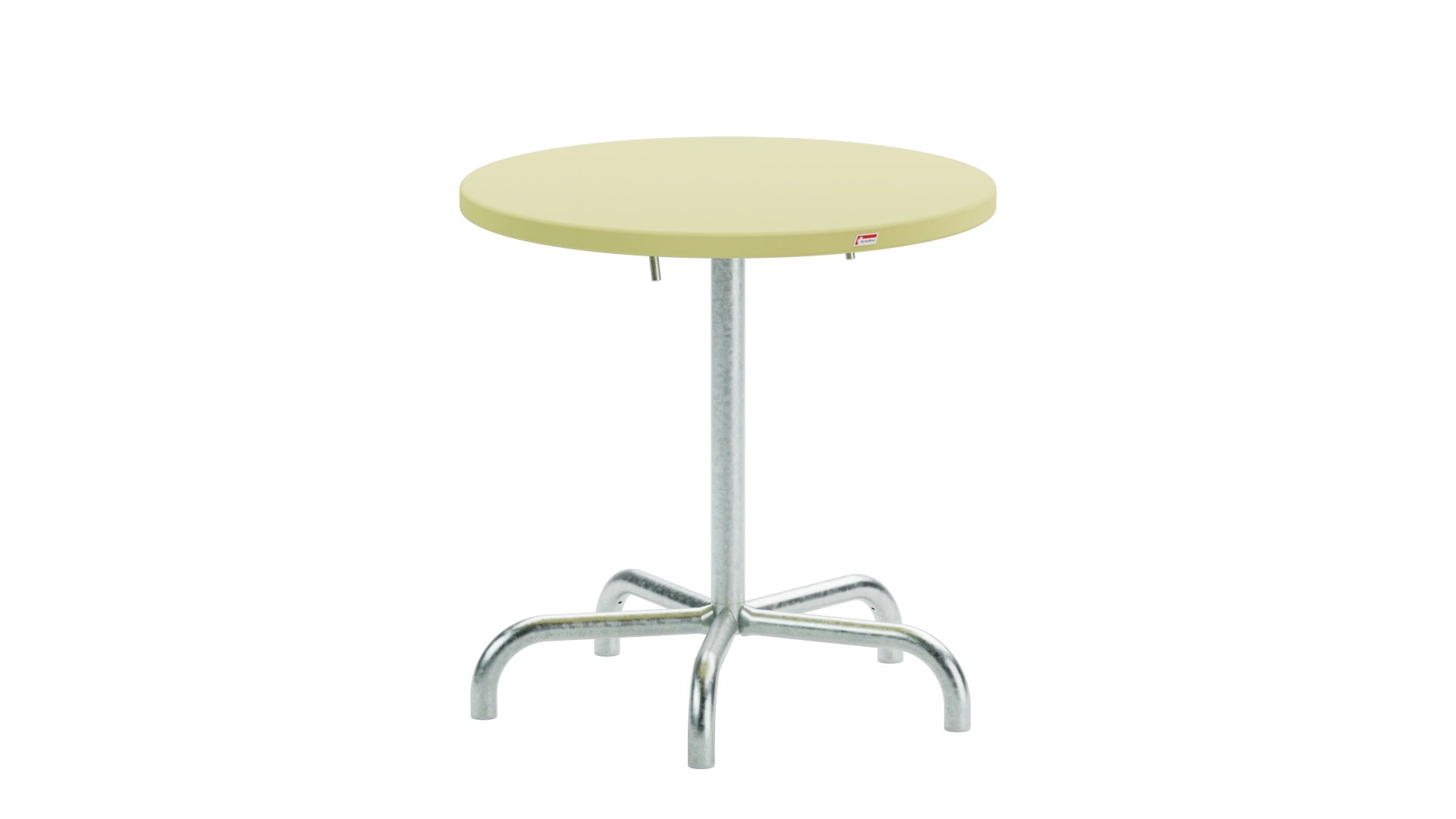 Säntis Metall-Gartentisch ø72 klappbar in Buchsbaumgelb präsentiert im Onlineshop von KAQTU Design AG. Gartentisch ist von Schaffner