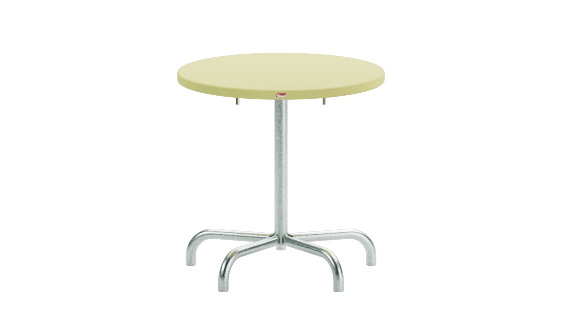 Eleganter klappbarer Gartentisch aus Metall mit einem Durchmesser von 72 cm, perfekt für gemütliche Stunden im Freien, wetterbeständig und praktisch.