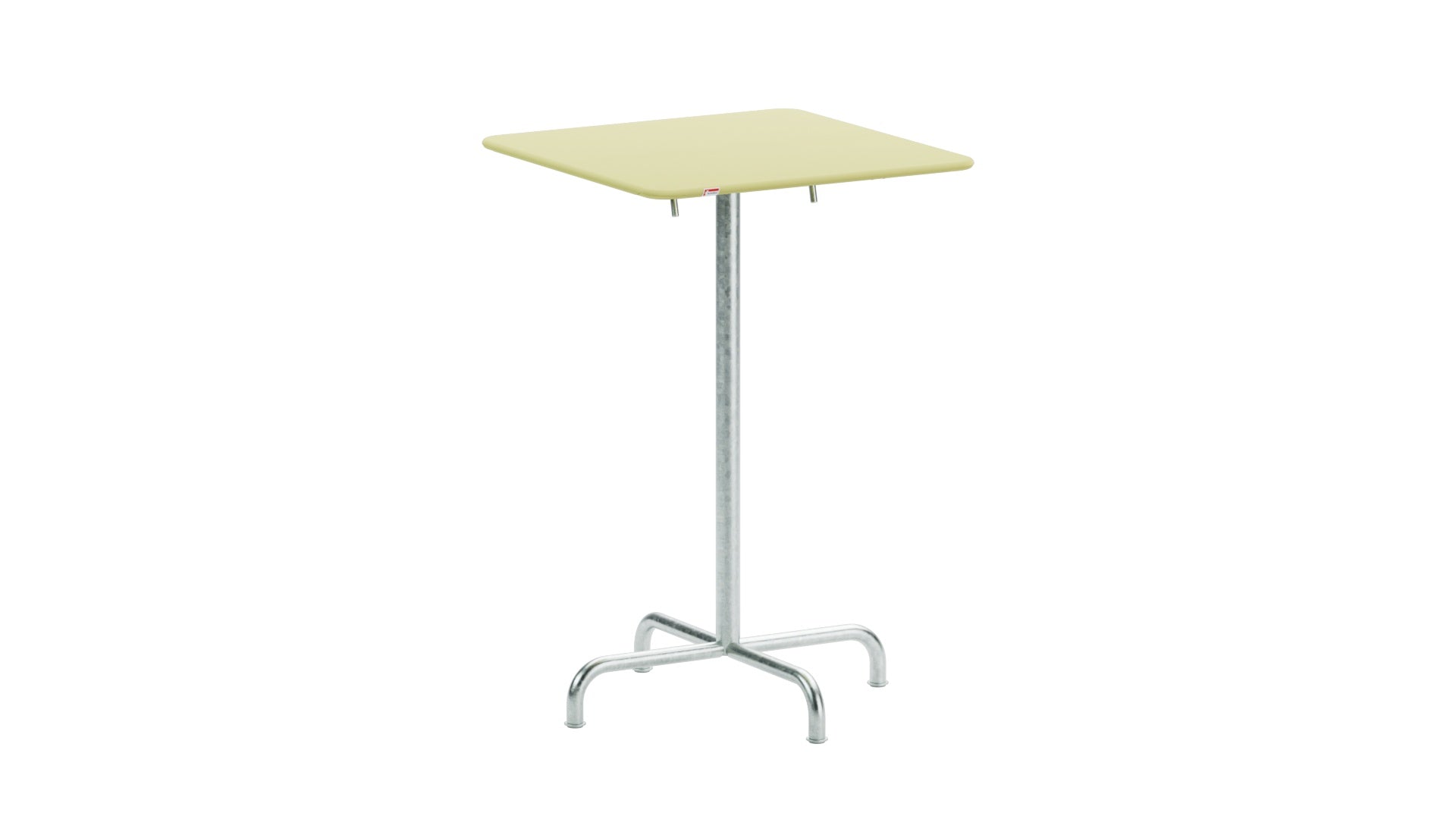 Rigi Metall-Stehtisch Outdoor 70x70 / 110 klappbar  in Buchsbaumgelb präsentiert im Onlineshop von KAQTU Design AG. Hochtisch Outdoor ist von Schaffner