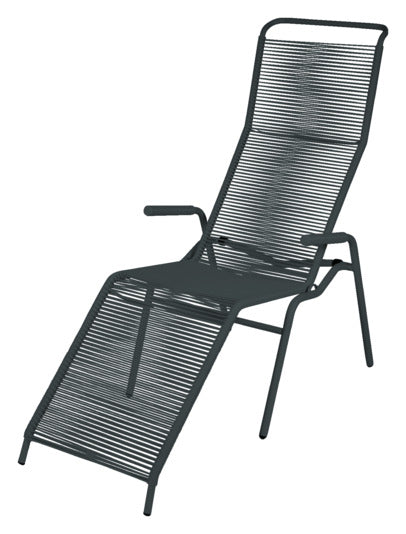 Die Säntis Spaghetti Liege von Schaffner bietet elegantes Design und hohen Komfort für Garten, Terrasse und Outdoor-Bereiche.