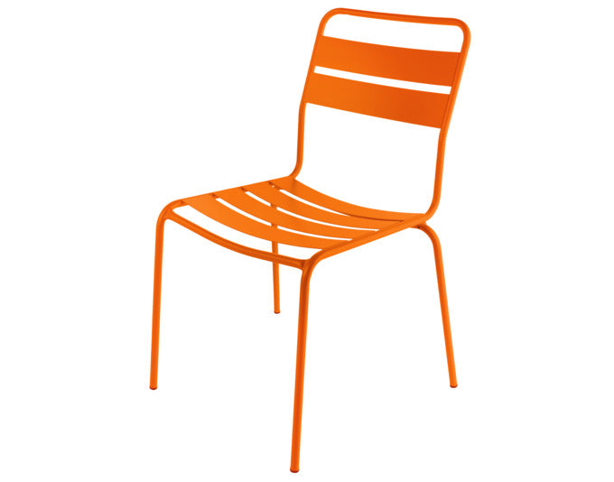 Glarus Ganzmetall-Gartenstuhl ohne Armlehne in Orange präsentiert im Onlineshop von KAQTU Design AG. Gartenstuhl ist von Schaffner