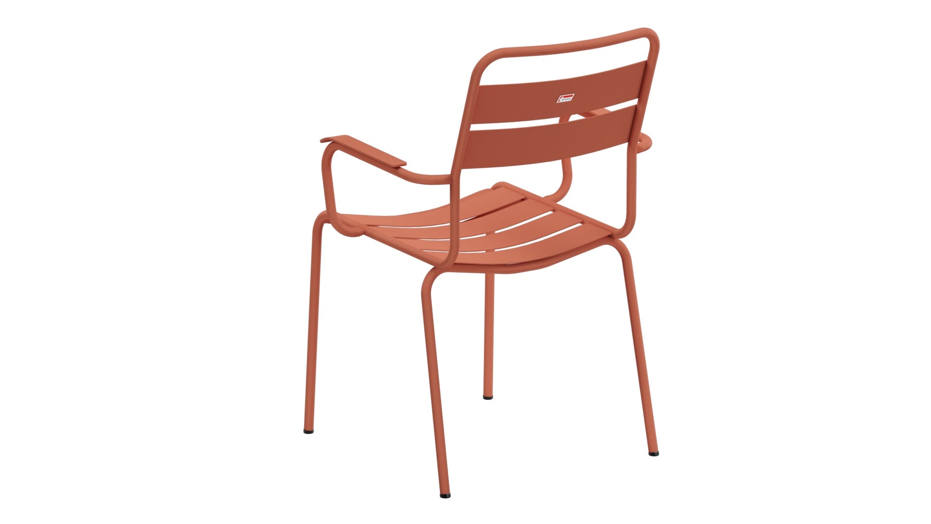 Glarus Ganzmetall-Gartenstuhl mit Armlehne in Pastellterracotta präsentiert im Onlineshop von KAQTU Design AG. Gartenstuhl mit Armlehnen ist von Schaffner