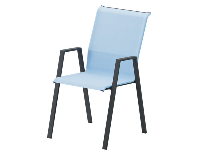 Luzern Textil-Sessel  mit Armlehne Comfort in Eisblau präsentiert im Onlineshop von KAQTU Design AG. Gartenstuhl mit Armlehnen ist von Schaffner