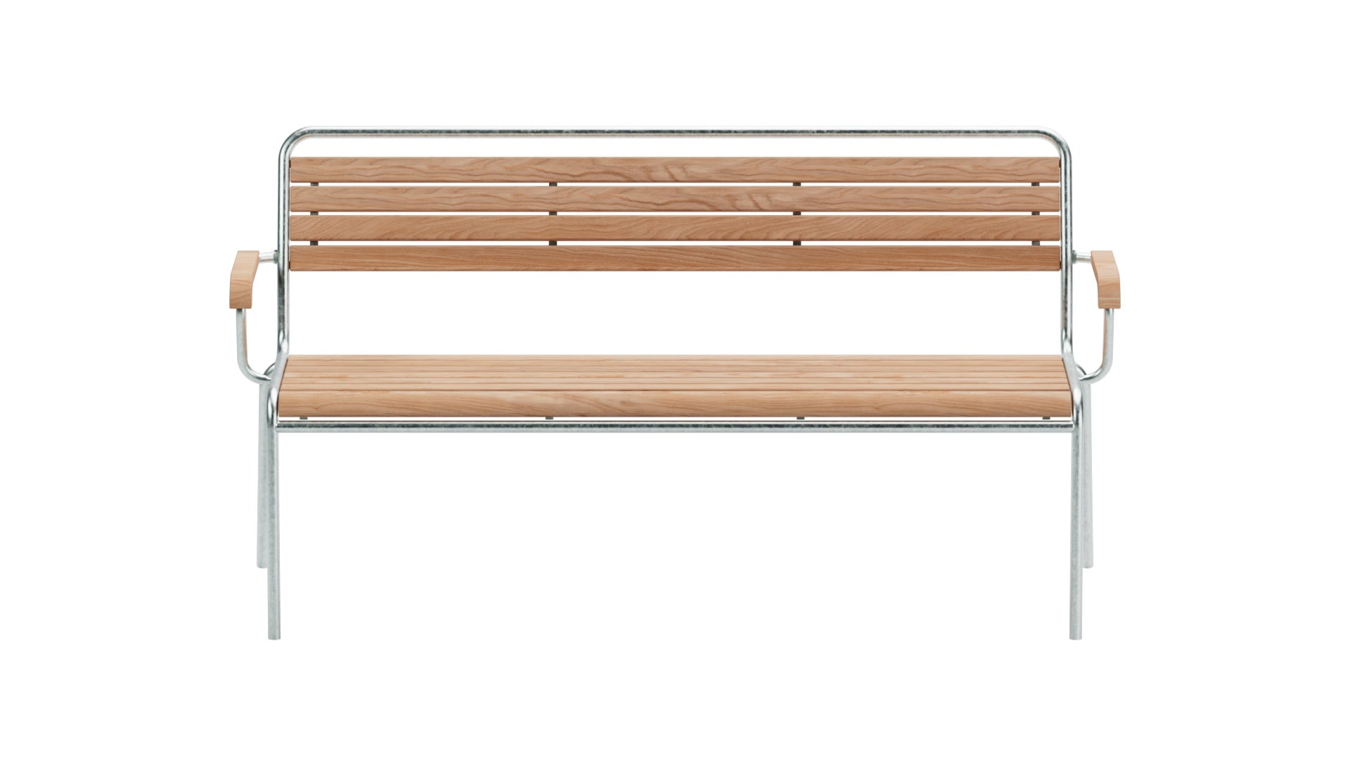 Rigi Holzlatten- 3er-Gartenbank mit Armlehne in Natur geölt  präsentiert im Onlineshop von KAQTU Design AG. Gartenbank ist von Schaffner