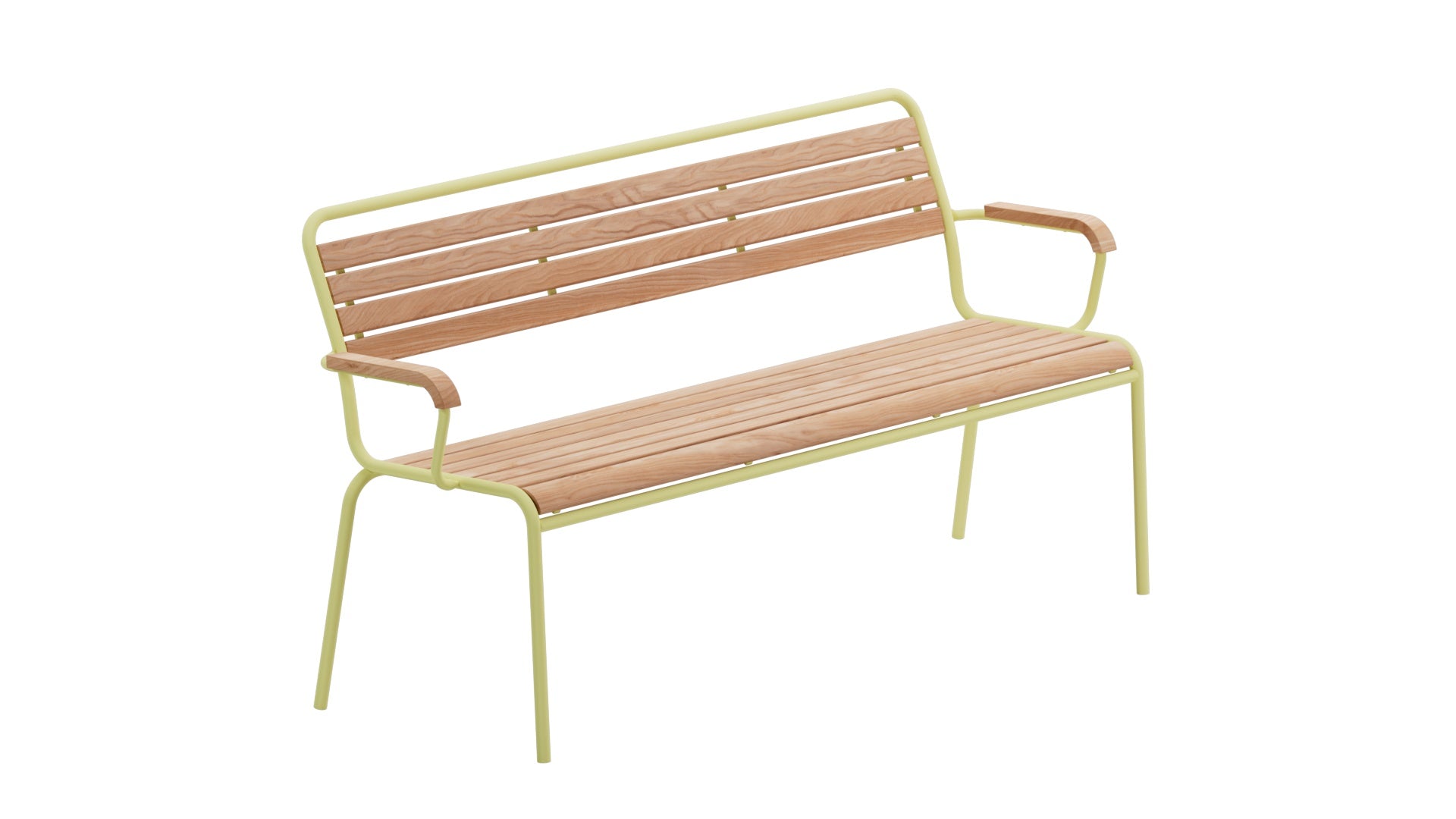 Rigi Holzlatten- 3er-Gartenbank mit Armlehne in Natur geölt  präsentiert im Onlineshop von KAQTU Design AG. Gartenbank ist von Schaffner