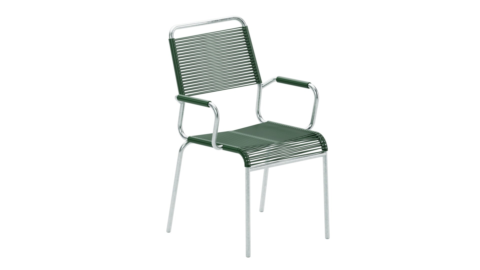 Rigi Spaghetti-Gartenstuhl mit Armlehne Comfort in Tannengrün präsentiert im Onlineshop von KAQTU Design AG. Gartenstuhl mit Armlehnen ist von Schaffner
