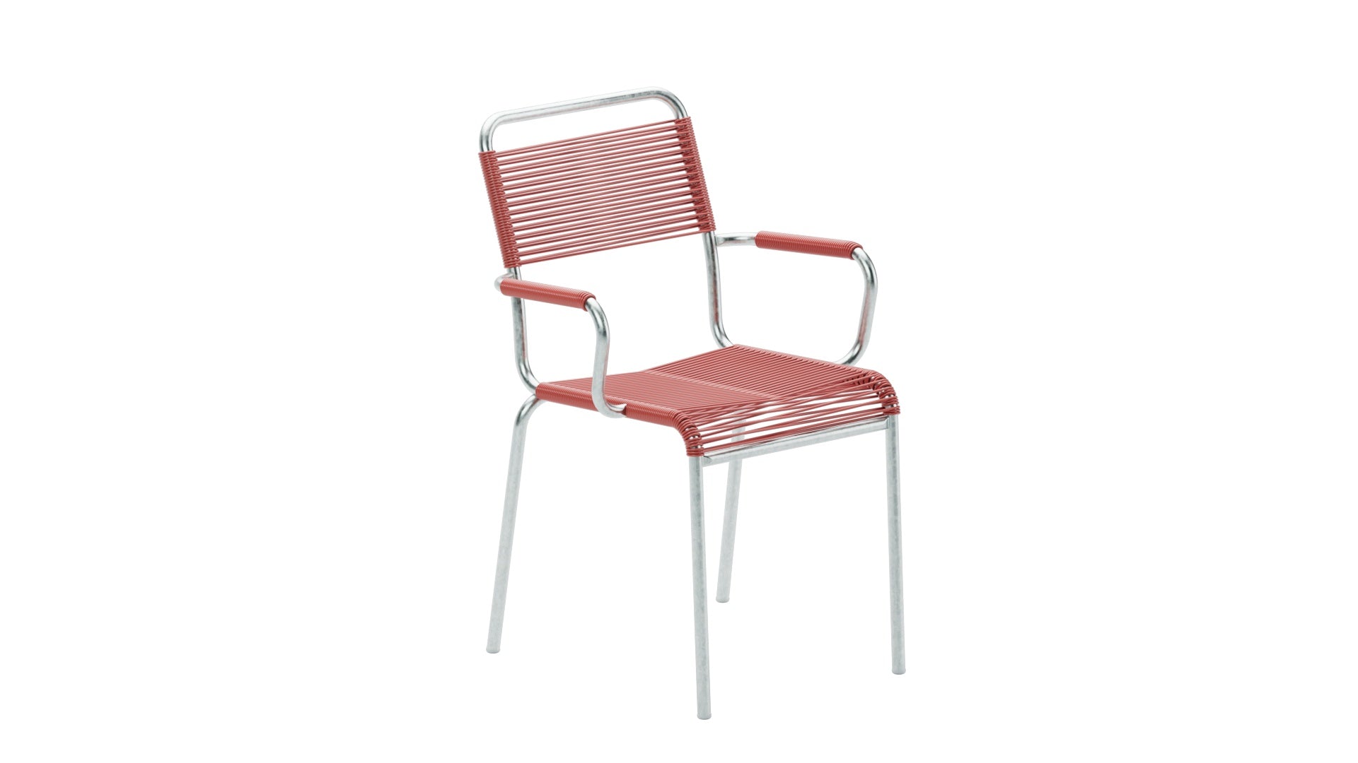 Rigi Spaghetti-Gartenstuhl mit Armlehne in Ahornrot präsentiert im Onlineshop von KAQTU Design AG. Gartenstuhl mit Armlehnen ist von Schaffner