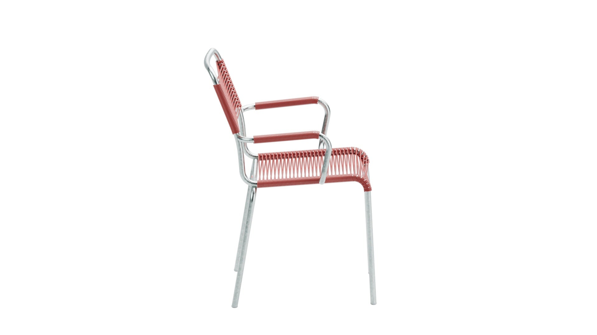 Rigi Spaghetti-Gartenstuhl mit Armlehne in Ahornrot präsentiert im Onlineshop von KAQTU Design AG. Gartenstuhl mit Armlehnen ist von Schaffner