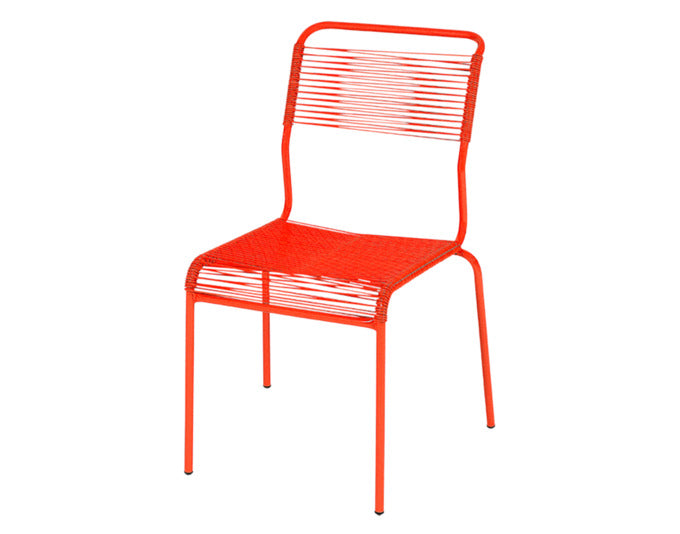Säntis Spaghetti-Gartenstuhl ohne Armlehne in Orange präsentiert im Onlineshop von KAQTU Design AG. Gartenstuhl ist von Schaffner