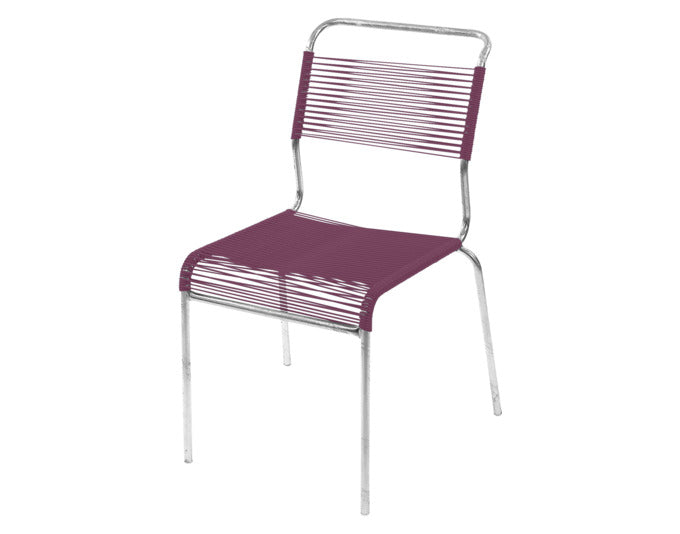 Stilvoller, wetterfester Säntis Spaghetti-Gartenstuhl ohne Armlehne von Schaffner, langlebig, umweltfreundlich, modern, perfekt für Terrasse und Garten.