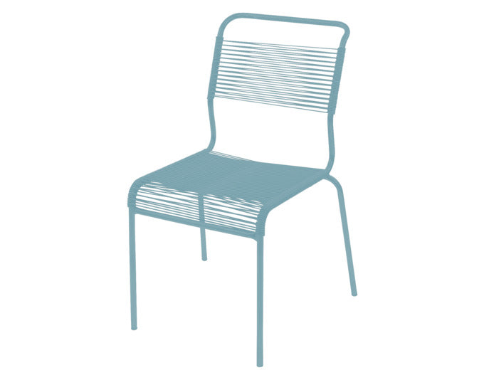 Stilvoller, wetterfester Säntis Spaghetti-Gartenstuhl ohne Armlehne von Schaffner, langlebig, umweltfreundlich, modern, perfekt für Terrasse und Garten.