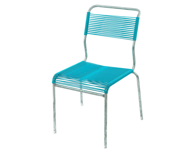 Stilvoller, wetterfester Säntis Spaghetti-Gartenstuhl ohne Armlehne von Schaffner, langlebig, umweltfreundlich, modern, perfekt für Terrasse und Garten.