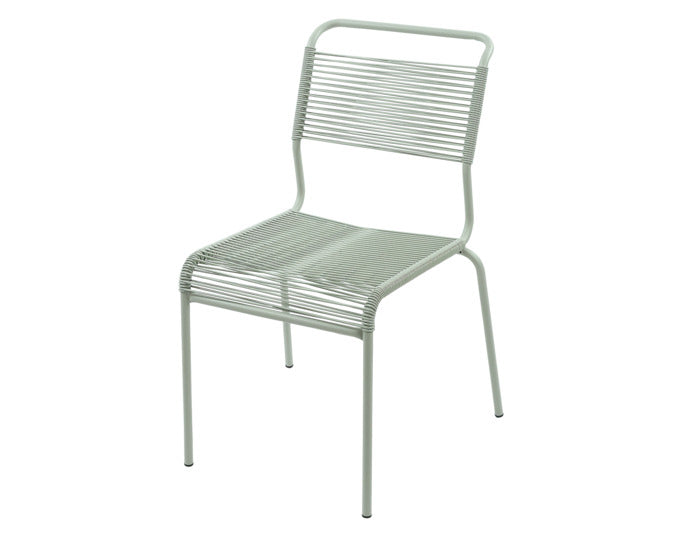 Stilvoller, wetterfester Säntis Spaghetti-Gartenstuhl ohne Armlehne von Schaffner, langlebig, umweltfreundlich, modern, perfekt für Terrasse und Garten.