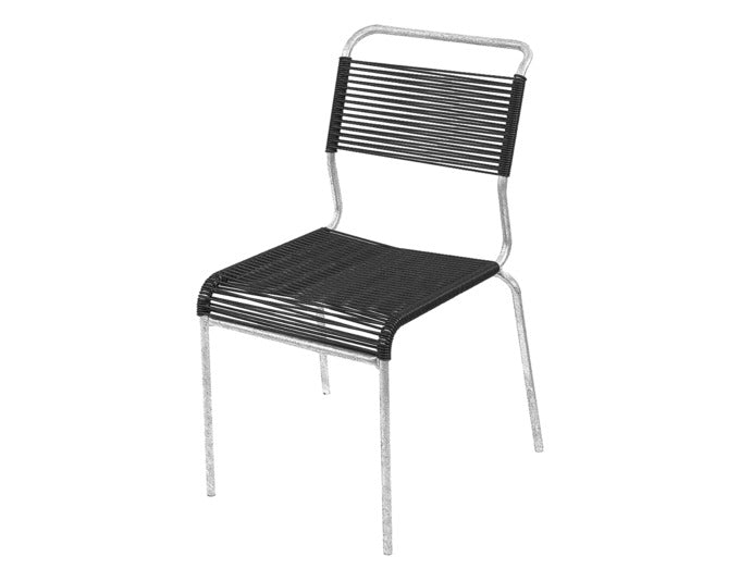 Stilvoller, wetterfester Säntis Spaghetti-Gartenstuhl ohne Armlehne von Schaffner, langlebig, umweltfreundlich, modern, perfekt für Terrasse und Garten.