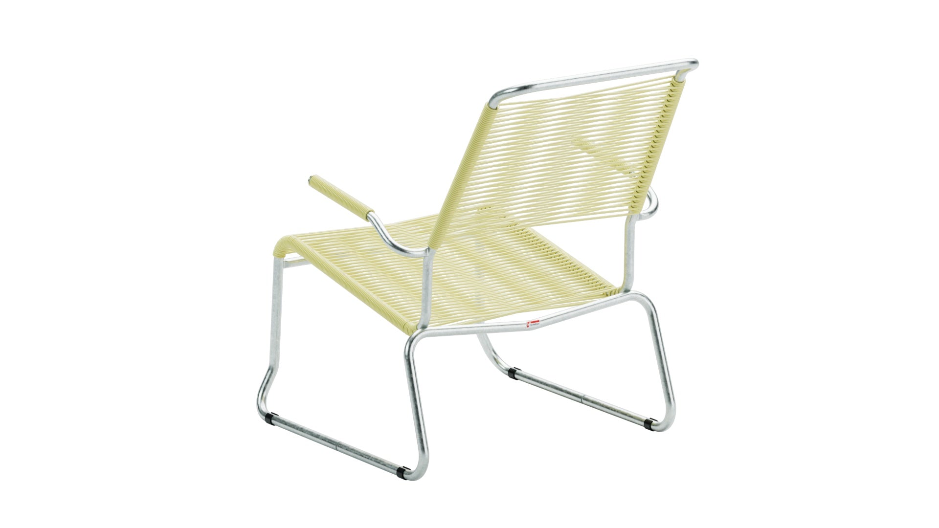 Säntis Spaghetti-Lounger mit Armlehne Hochlehner Kufen in Buchsbaumgelb präsentiert im Onlineshop von KAQTU Design AG. Outdoor-Sessel mit Armlehnen ist von Schaffner
