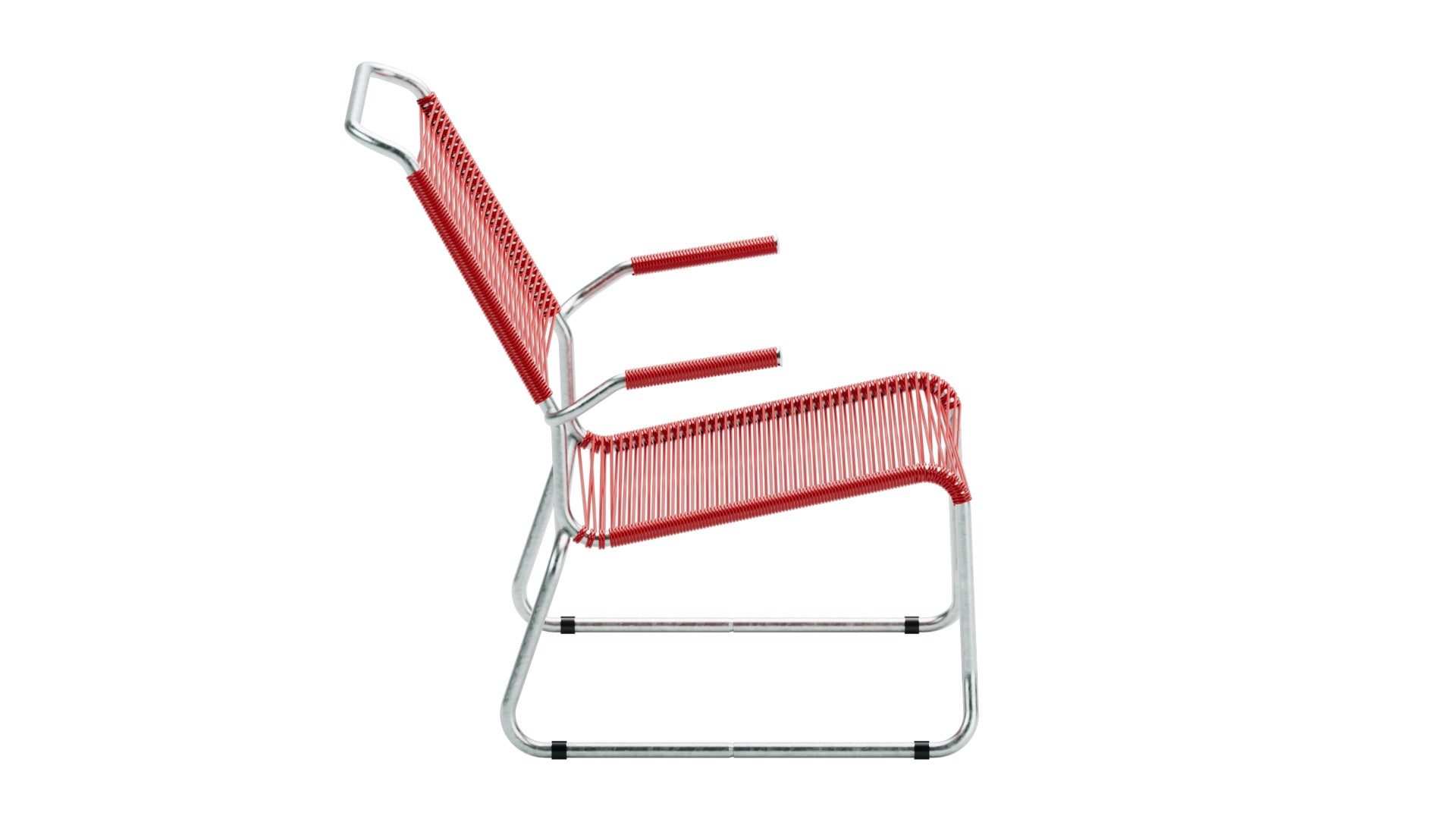 Säntis Spaghetti-Lounger mit Armlehne Hochlehner Kufen in Rot präsentiert im Onlineshop von KAQTU Design AG. Outdoor-Sessel mit Armlehnen ist von Schaffner