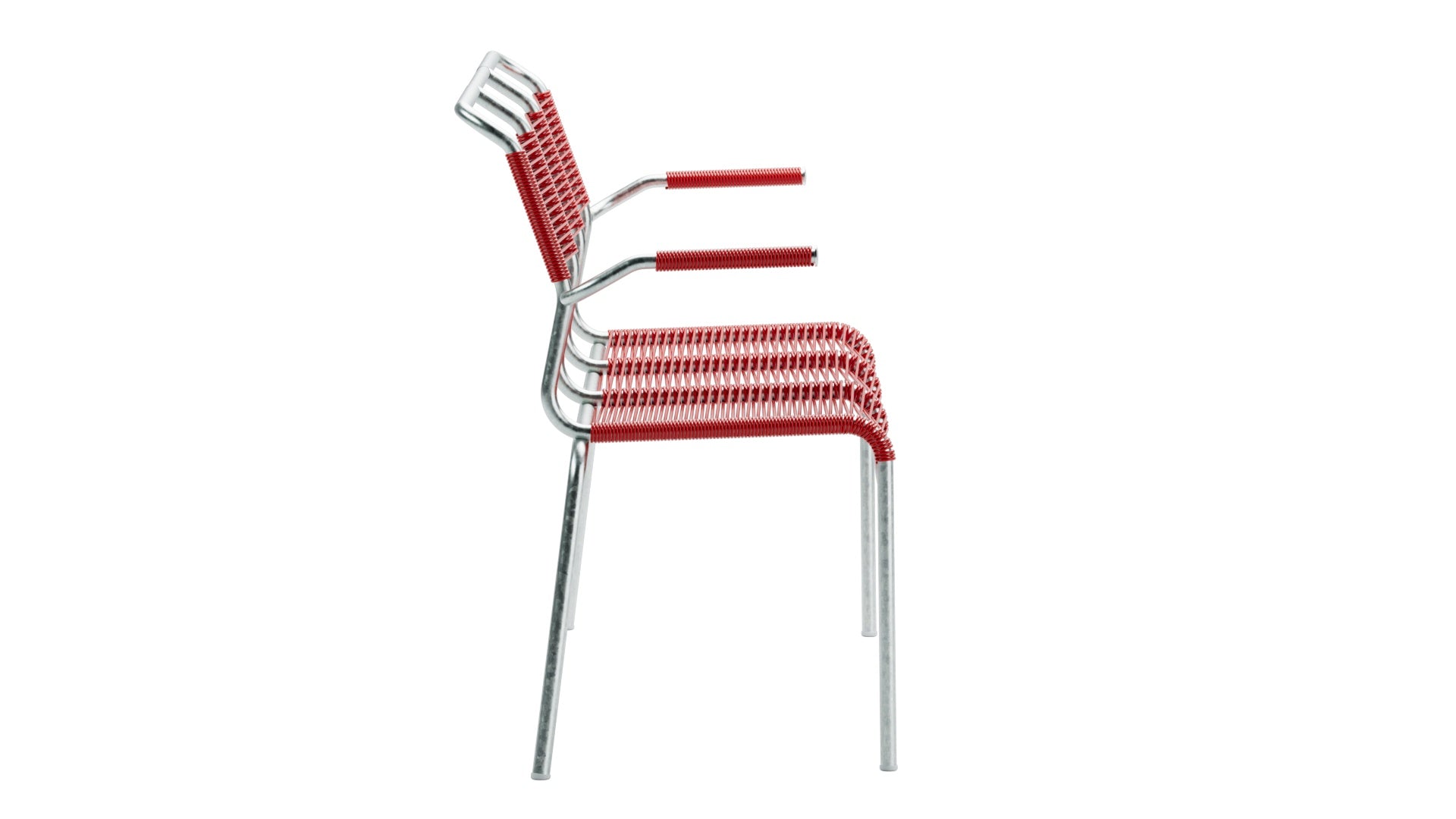 Säntis Spaghetti-3er-Gartenbank mit Armlehne in Rot präsentiert im Onlineshop von KAQTU Design AG. Gartenbank ist von Schaffner