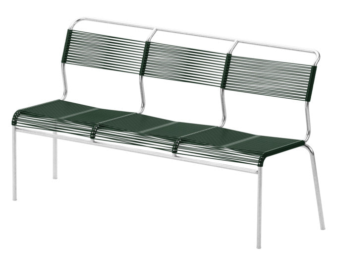 Säntis Spaghetti-3er-Gartenbank ohne Armlehne in Tannengrün / Feuerverzinkt präsentiert im Onlineshop von KAQTU Design AG. Gartenbank ist von Schaffner