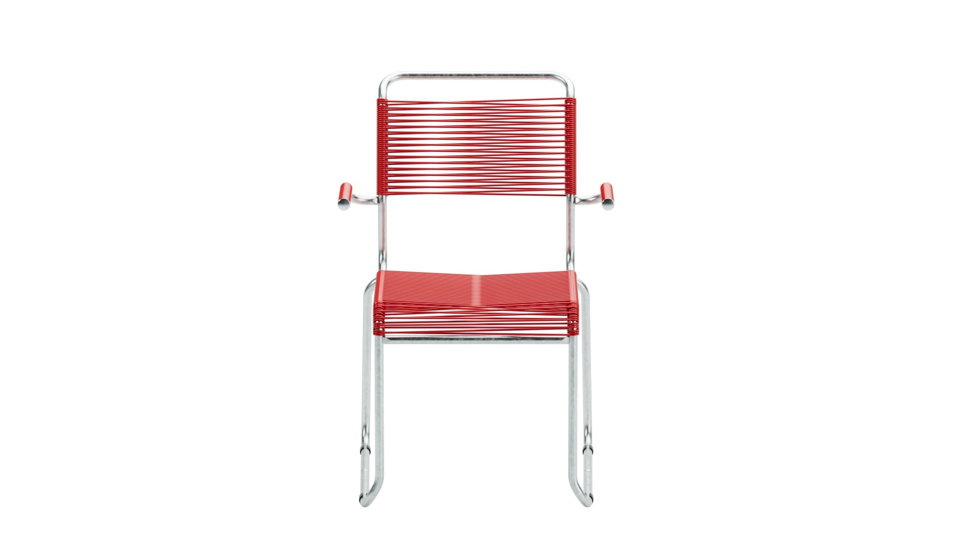Säntis Spaghetti-Gartenstuhl mit Armlehne Kufen in Rot präsentiert im Onlineshop von KAQTU Design AG. Gartenstuhl mit Armlehnen ist von Schaffner